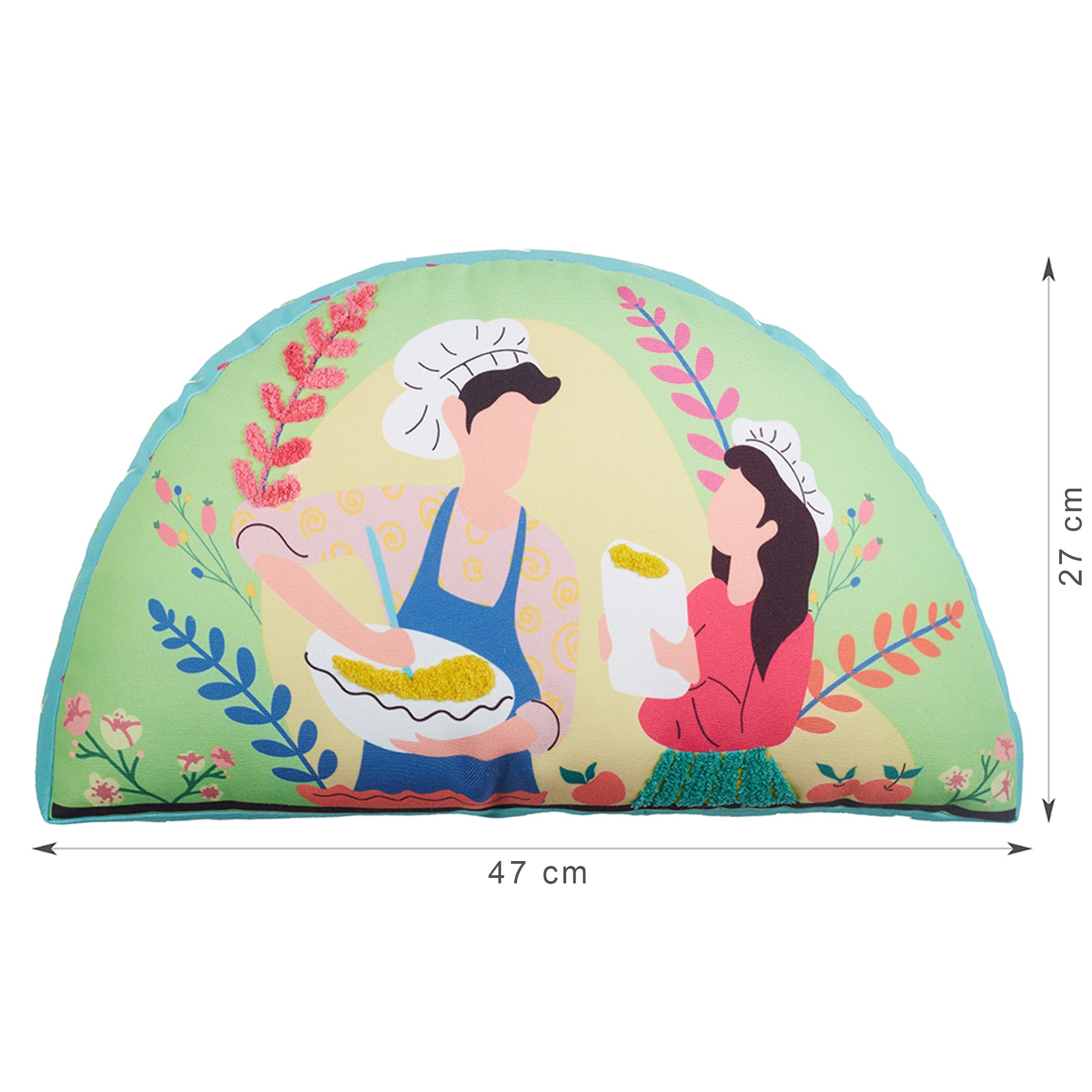Good Life  Reversible Cooking Together Digital Printed Shaped Cushion 27x47 Cm in Fuchsia Colour