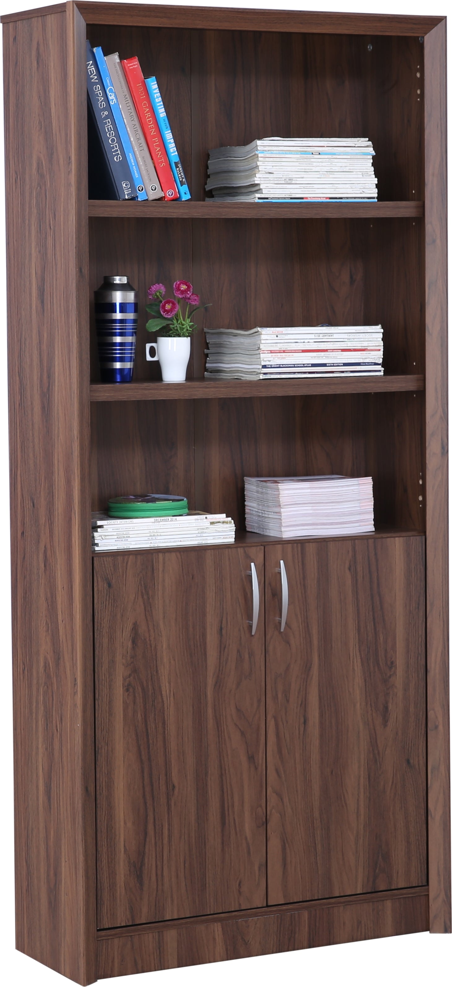 Stark Engineered Wood Open Book Case in Walnut Colour