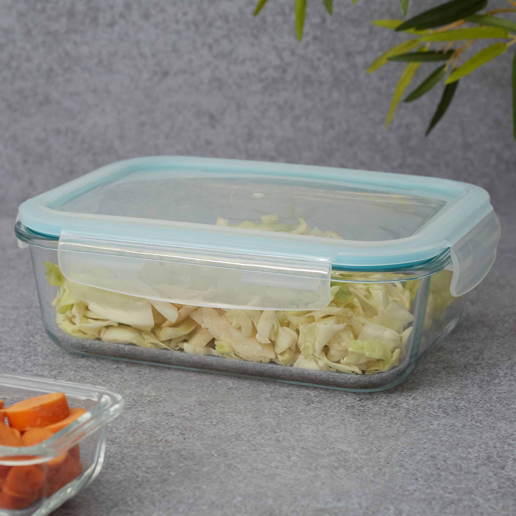 Robust Glass Rectangle Container with PP Lid 1520ML in Transparent Colour