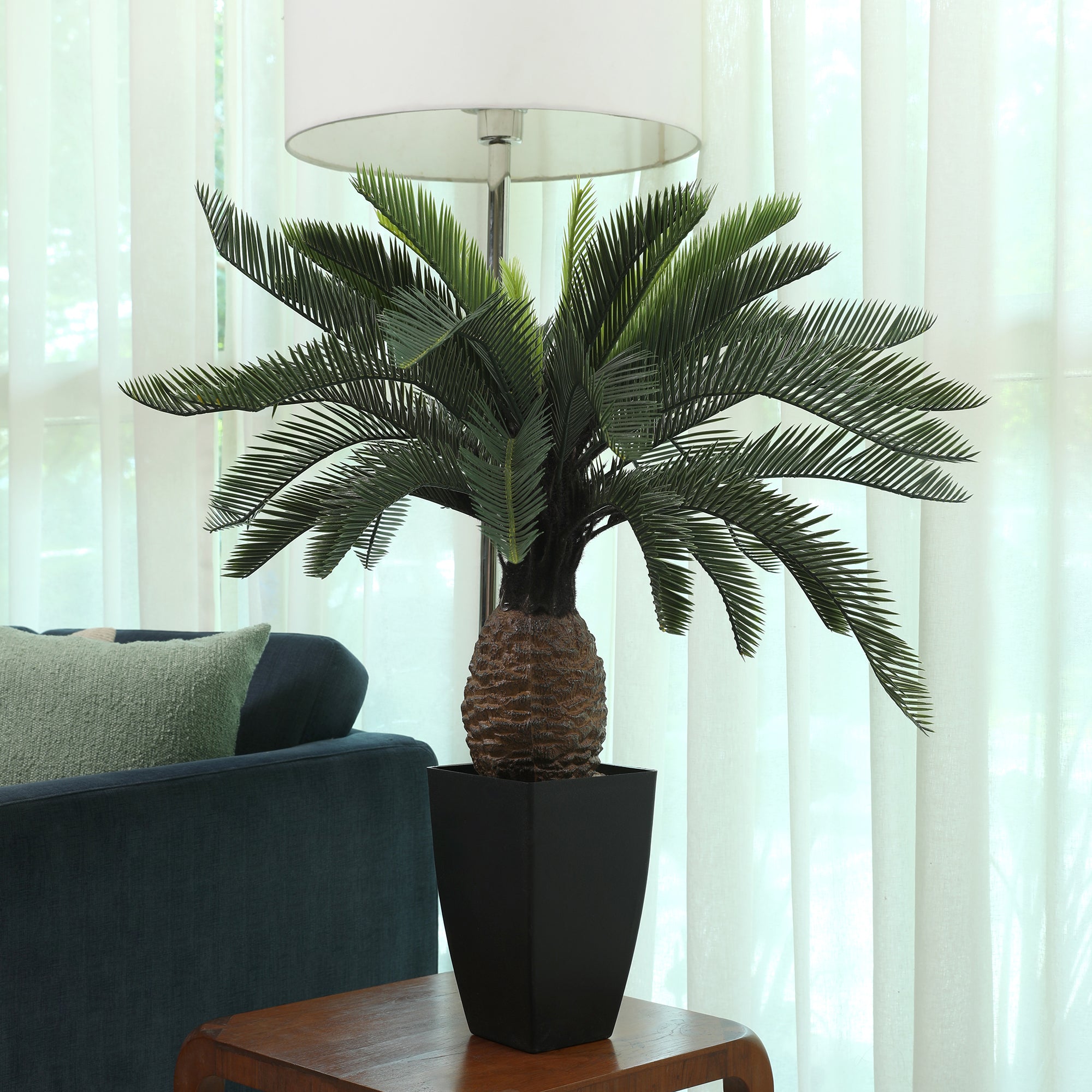 Blume Artificial Potted Plant Cycas Palm 85cm in Green Colour By Living Essence