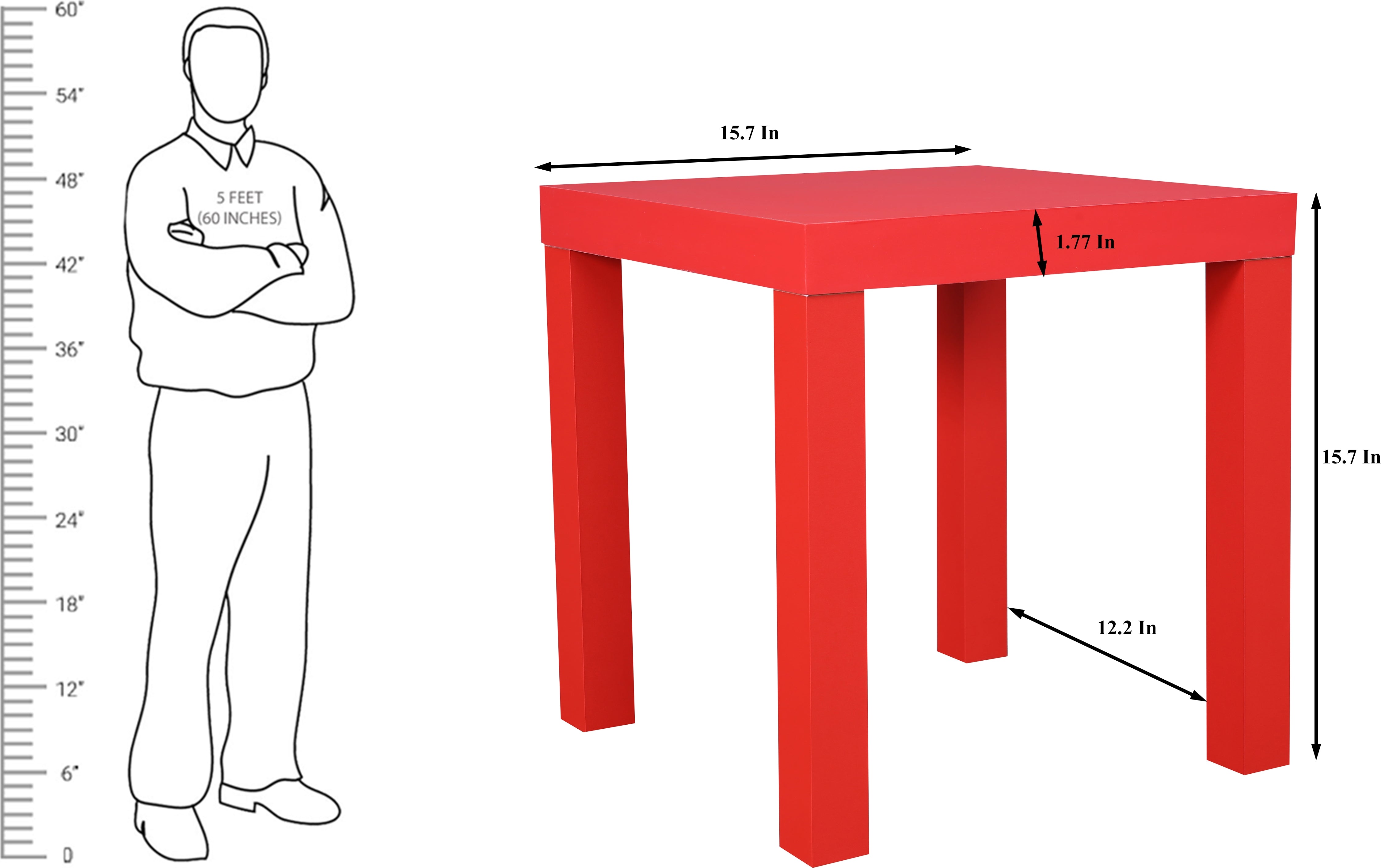 Larix Engineered Wood Side Table in Red Colour