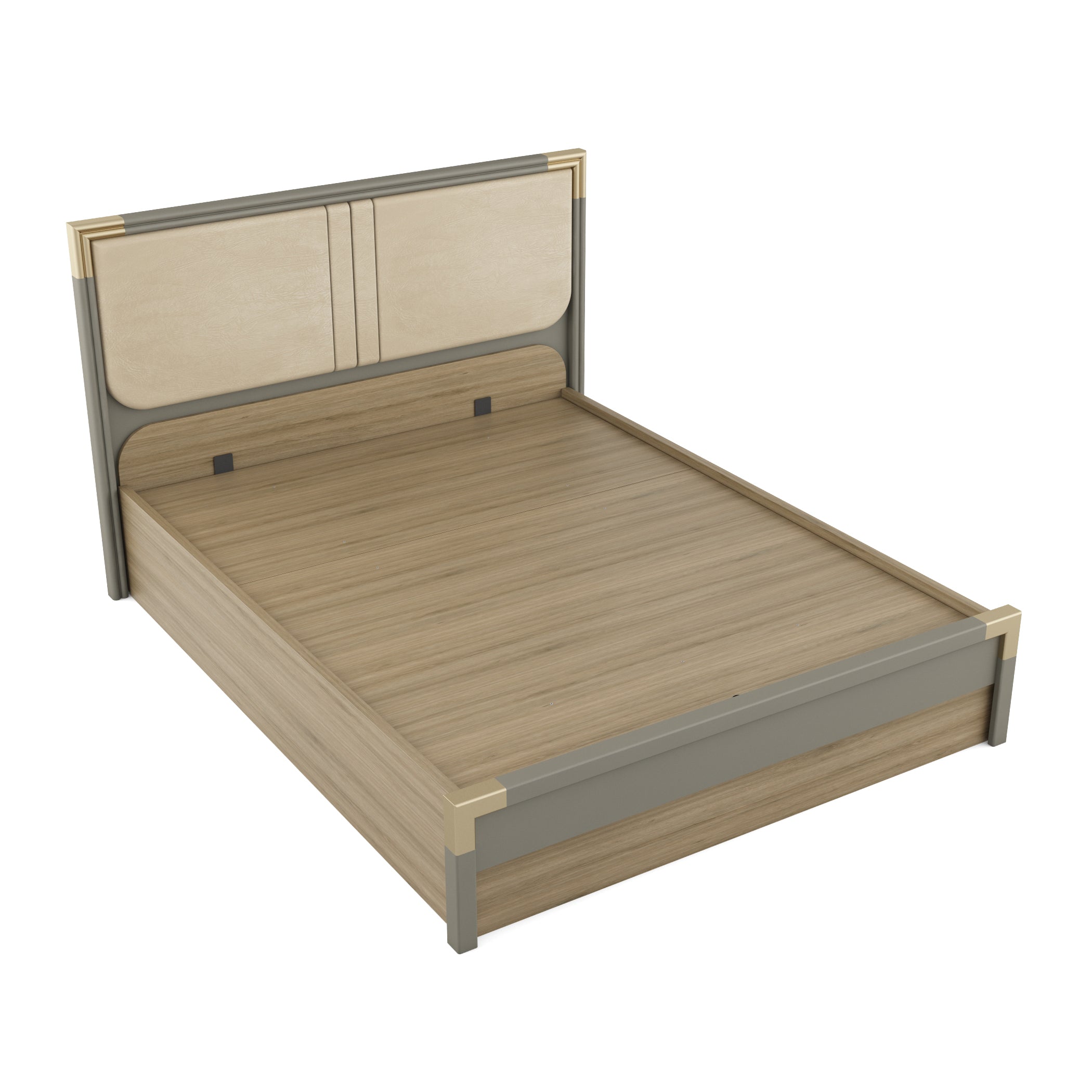 Asa Engineered Wood Queen Bed in Santana Oak Colour