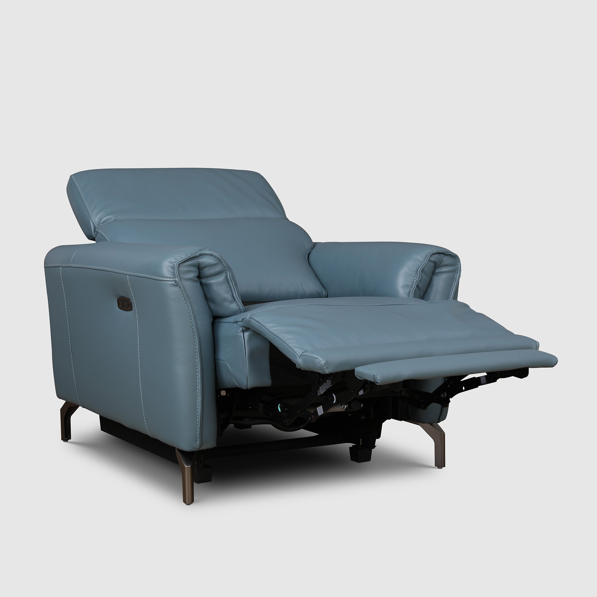 Emilia Half Leather Single Seater Electric Recliner in Blue Colour