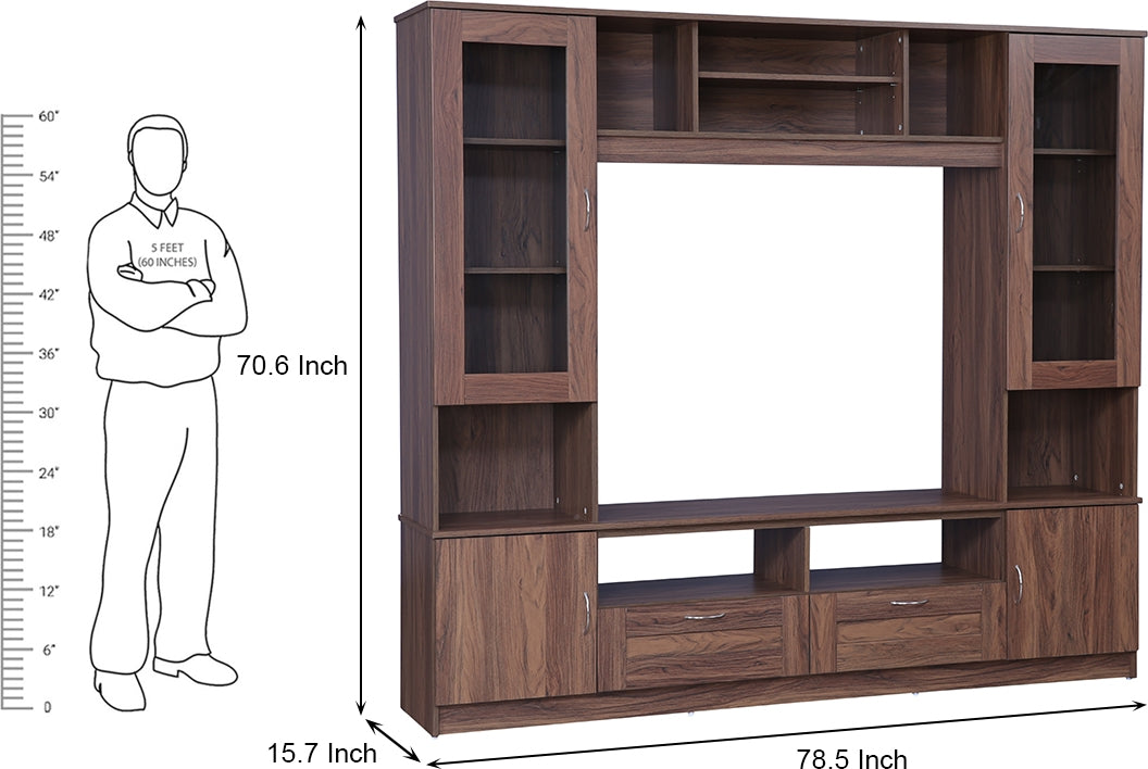 Missouri Engineered Wood Wall Unit in Light Walnut Colour
