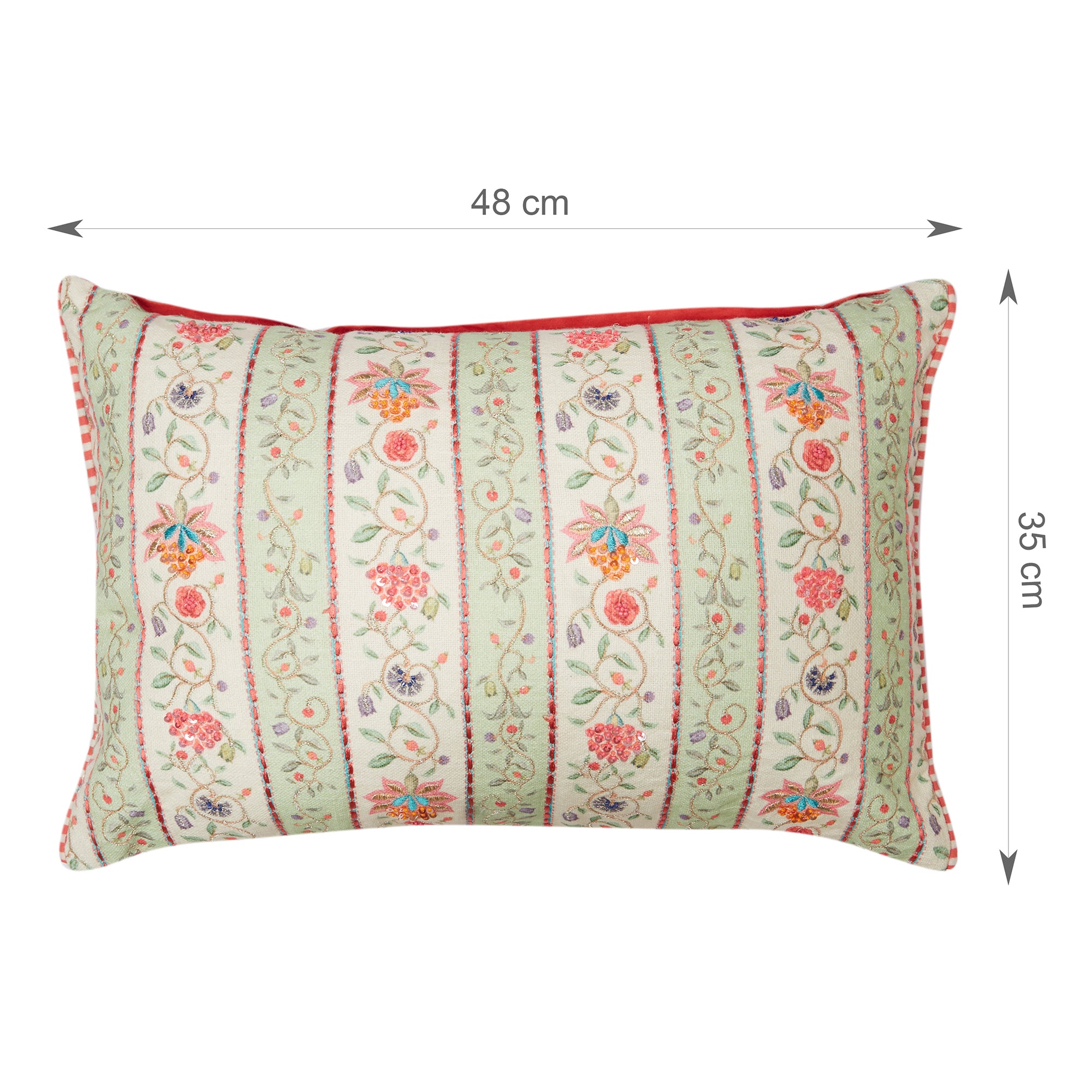 Indian Botanical Cotton Cushion Cover 30x50 cm in Multi Colour