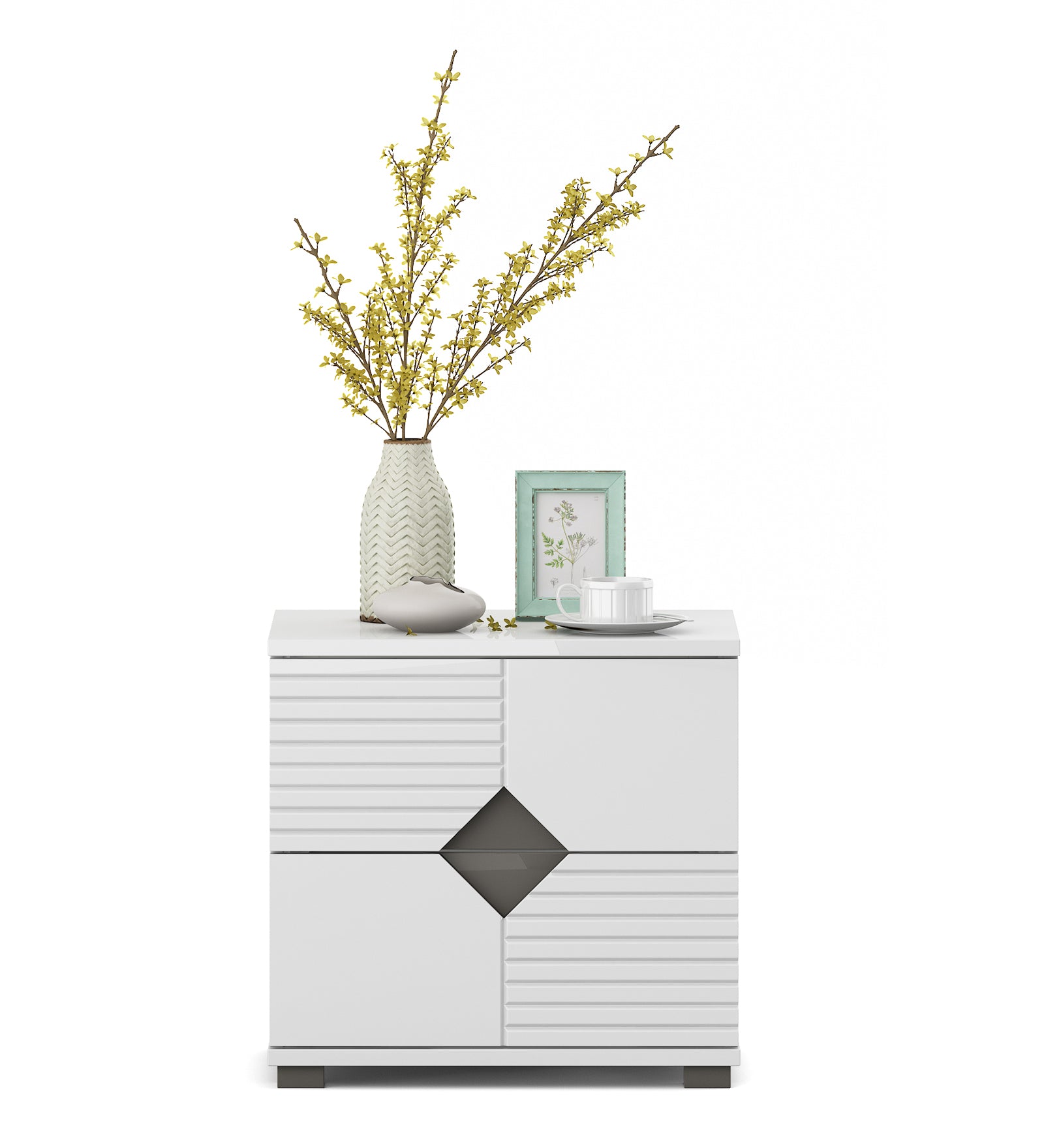 Gwen  Night Stand in White  & Denim Colour