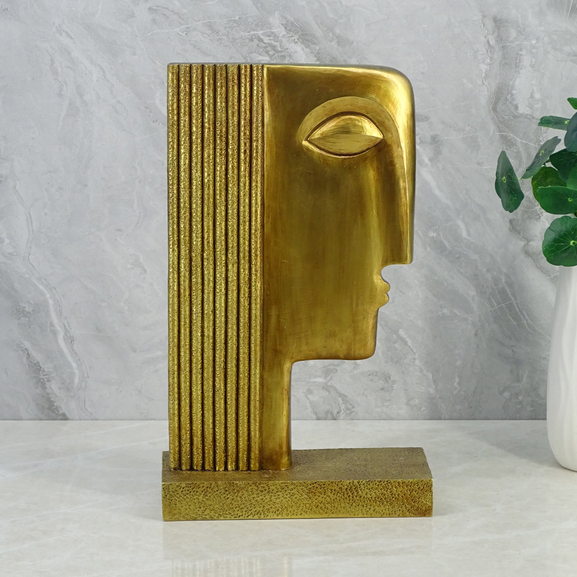 Willow Polyresin Egyptian Lady Face 35Cm in Gold Colour