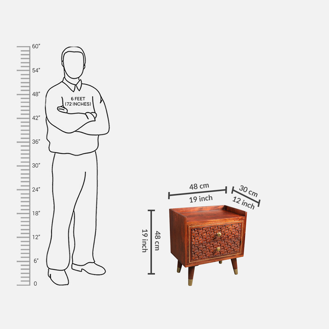 Phoolkari Night Stand in Honey Colour