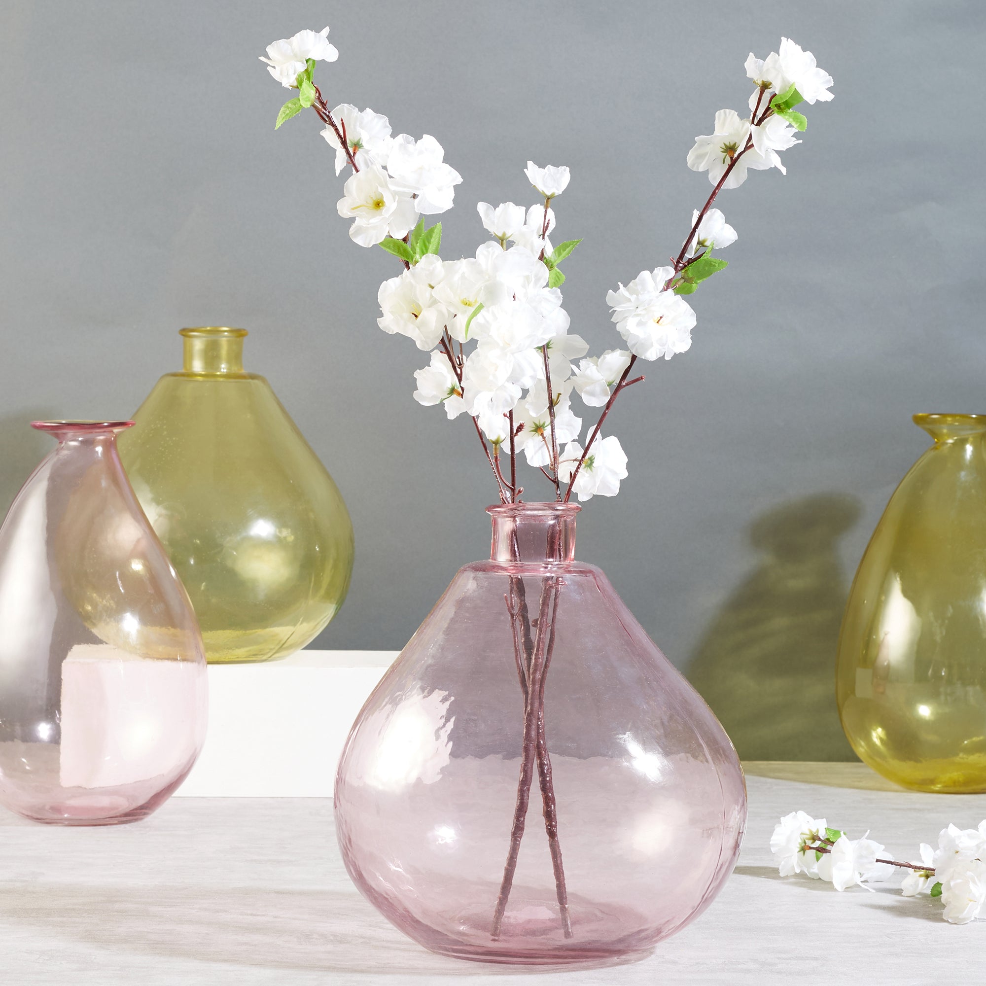 Phiona Glass Modern Organic Shapped Handcrafted Vase 32 Cm in Blush Colour