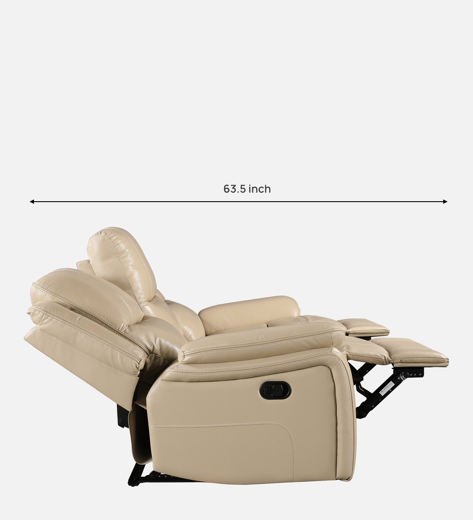 Murray Half Leather Three Seater Recliner in Beige Colour