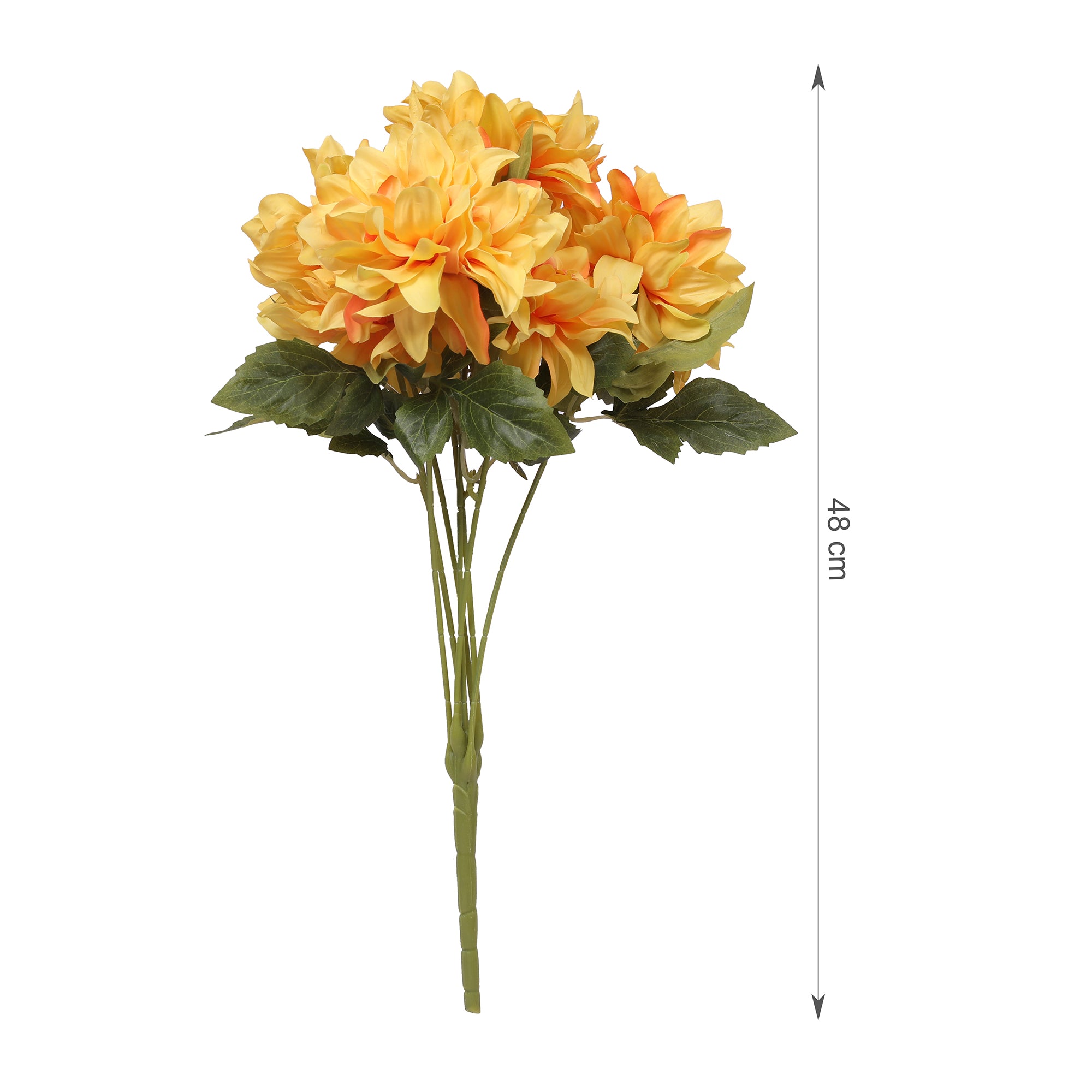 Blume Artificial Flower Dahlia Bunch 48cm in Yellow Colour By Living Essence