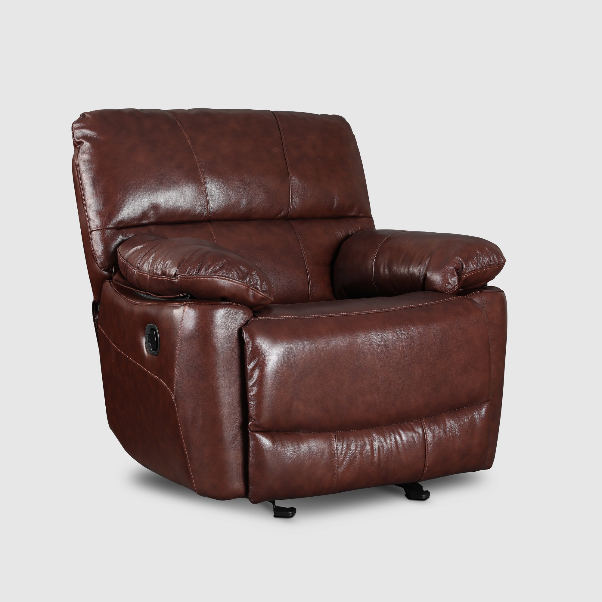 Charles Half Leather Single Seater Rocker Recliner in Brown Colour