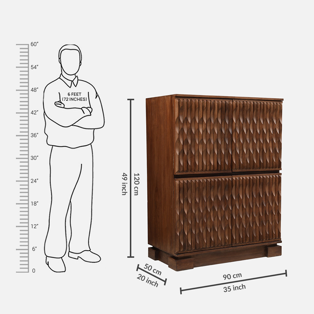 Isak Solidwood Bar Unit in Walnut Colour
