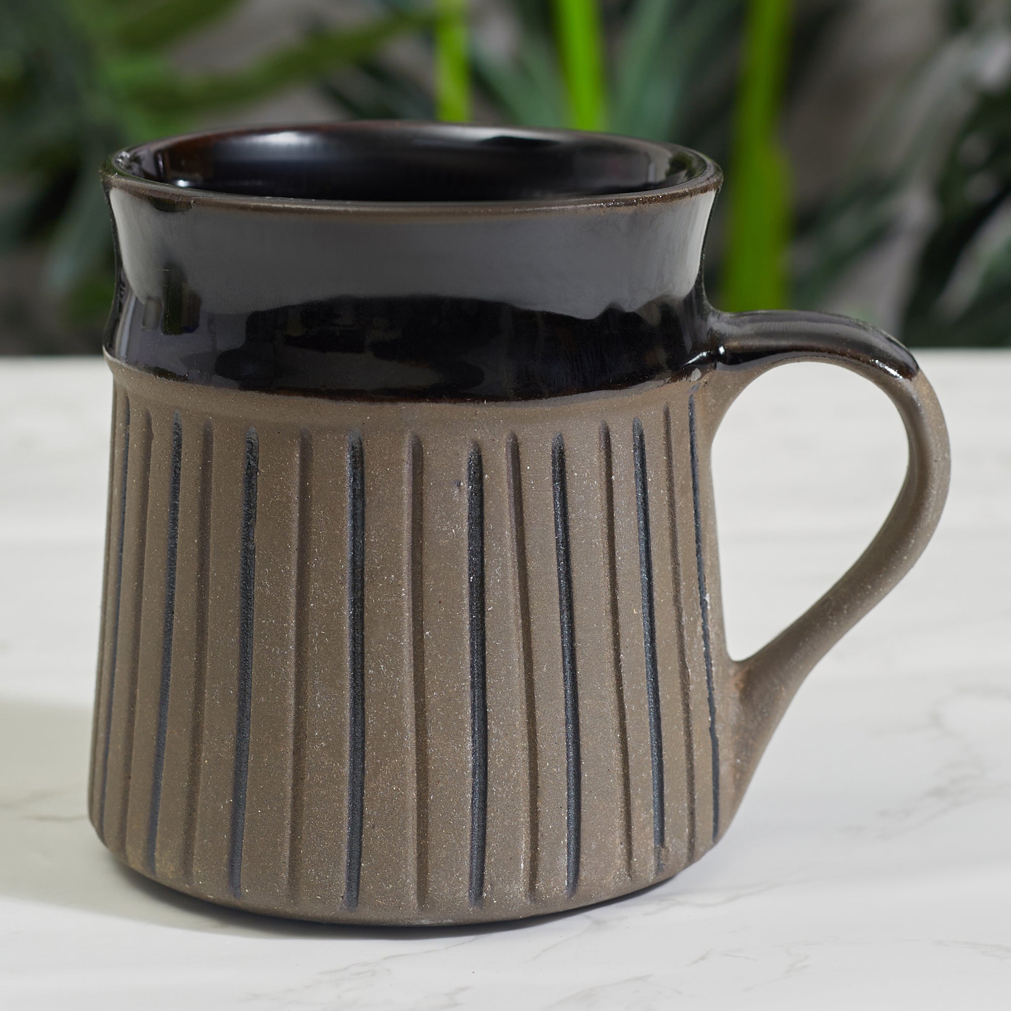 Fiesta Studio Pottery Ligne Coffee Mug 300 ML Set of 4 in Brown Colour