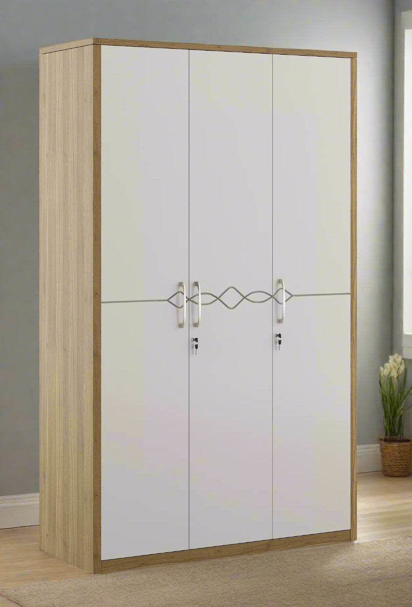 Pearl 3 Door Wardrobe in Ceramic High Gloss Colour