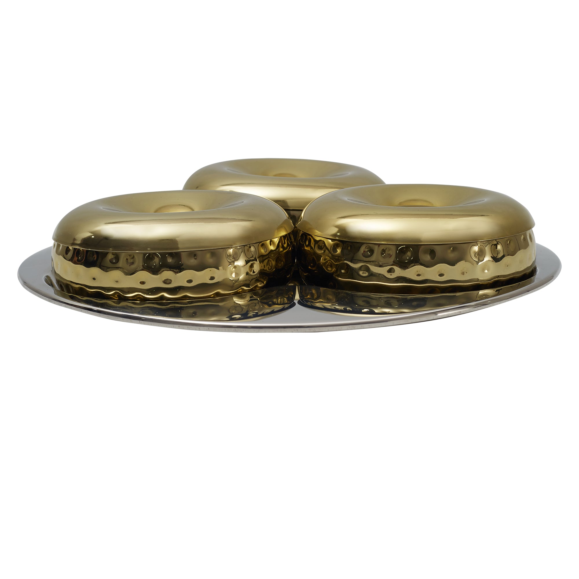 Sapphire Steel with Gold Finish Snack Bowl Set of 7 in Gold Colour