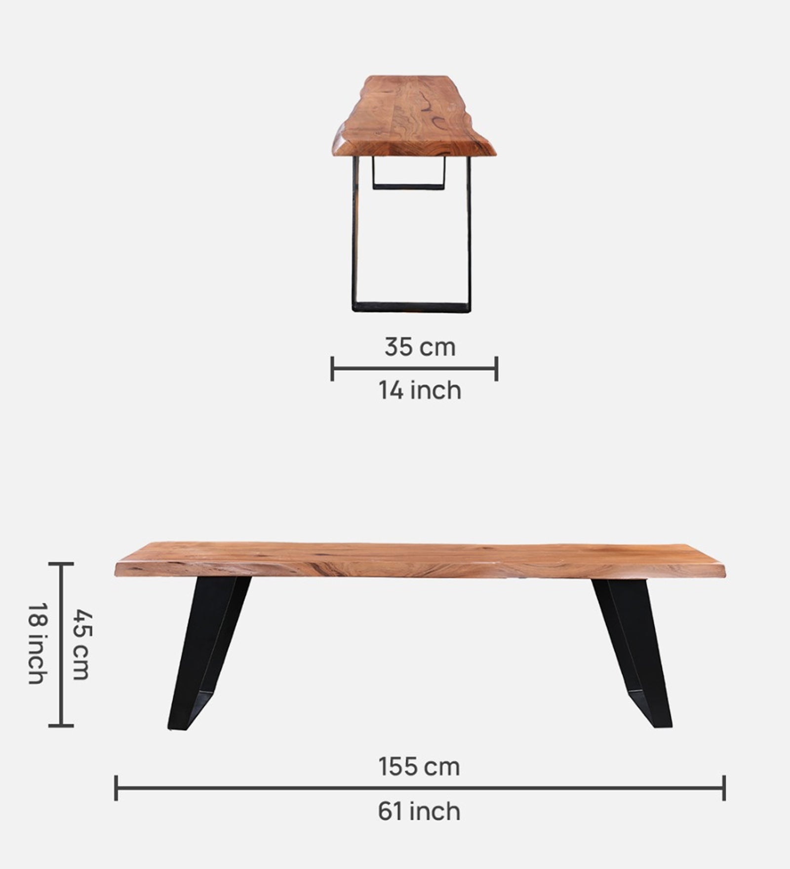 Arduous Acacia Wood Six Seater Dining Set With Bench in Natural Colour