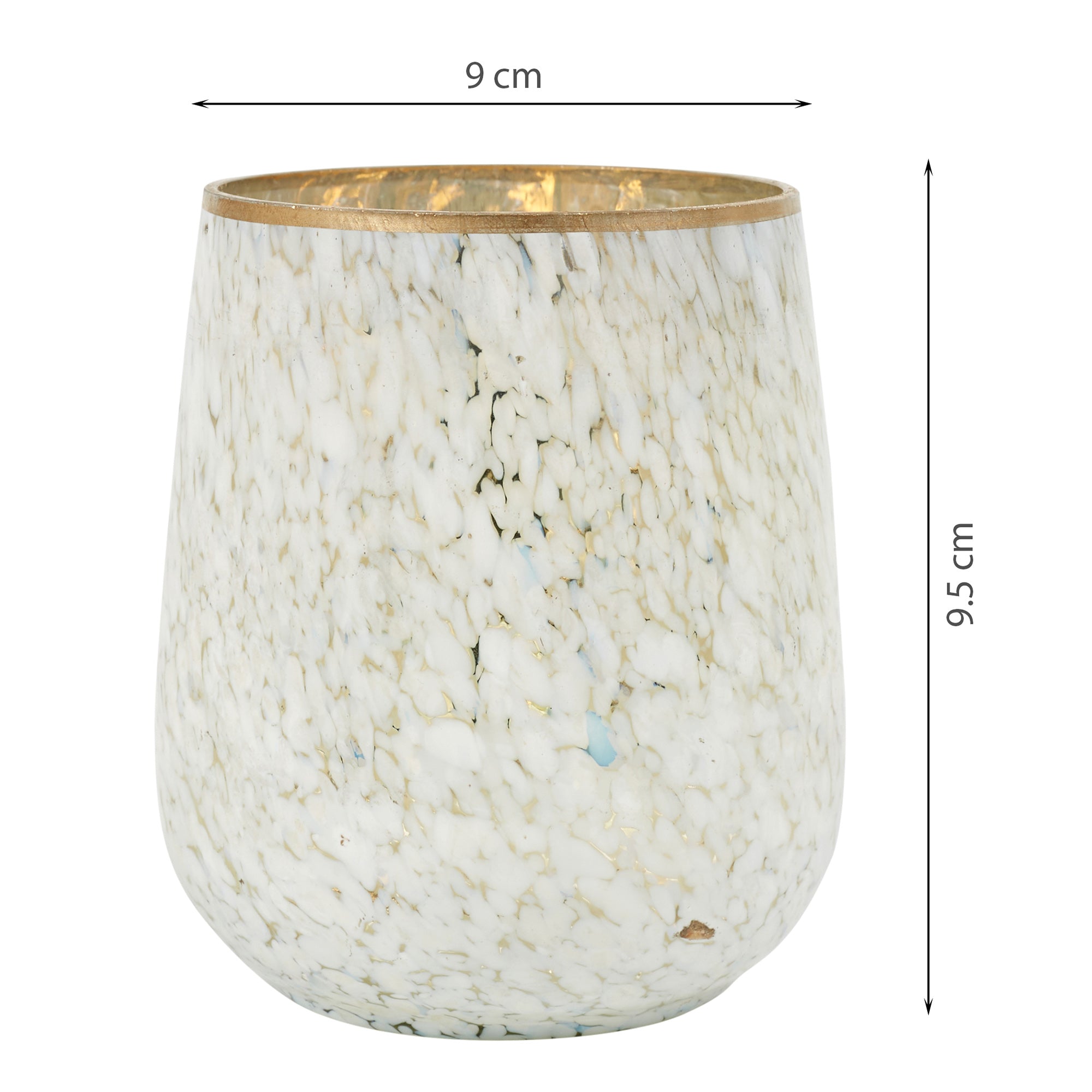 Phiona Glass Textured Handcrafted Vase 9 Cm in White Colour