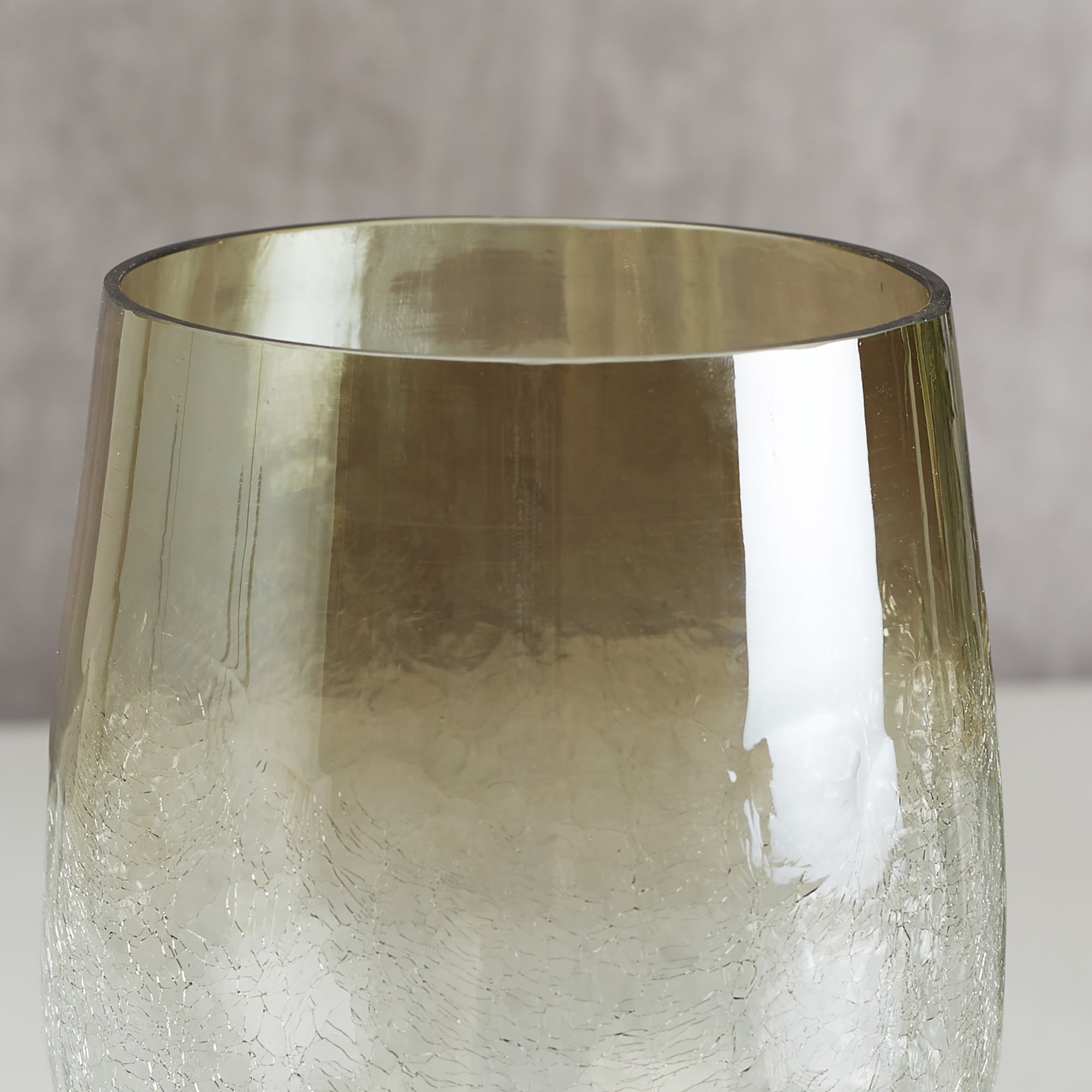 Phiona Glass Crack Handcrafted Hurricane Ombre 23 Cm in Black Colour
