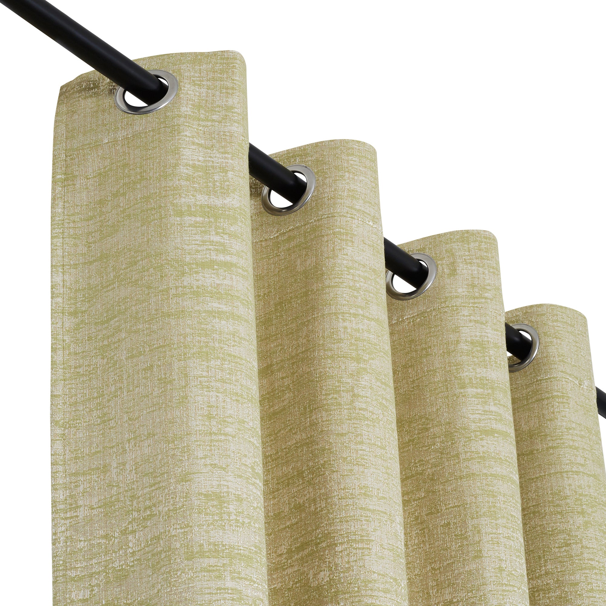 Amour Set of 2 Solid Jacquard Dim Out Curtains 7 Feet in Olive Colour