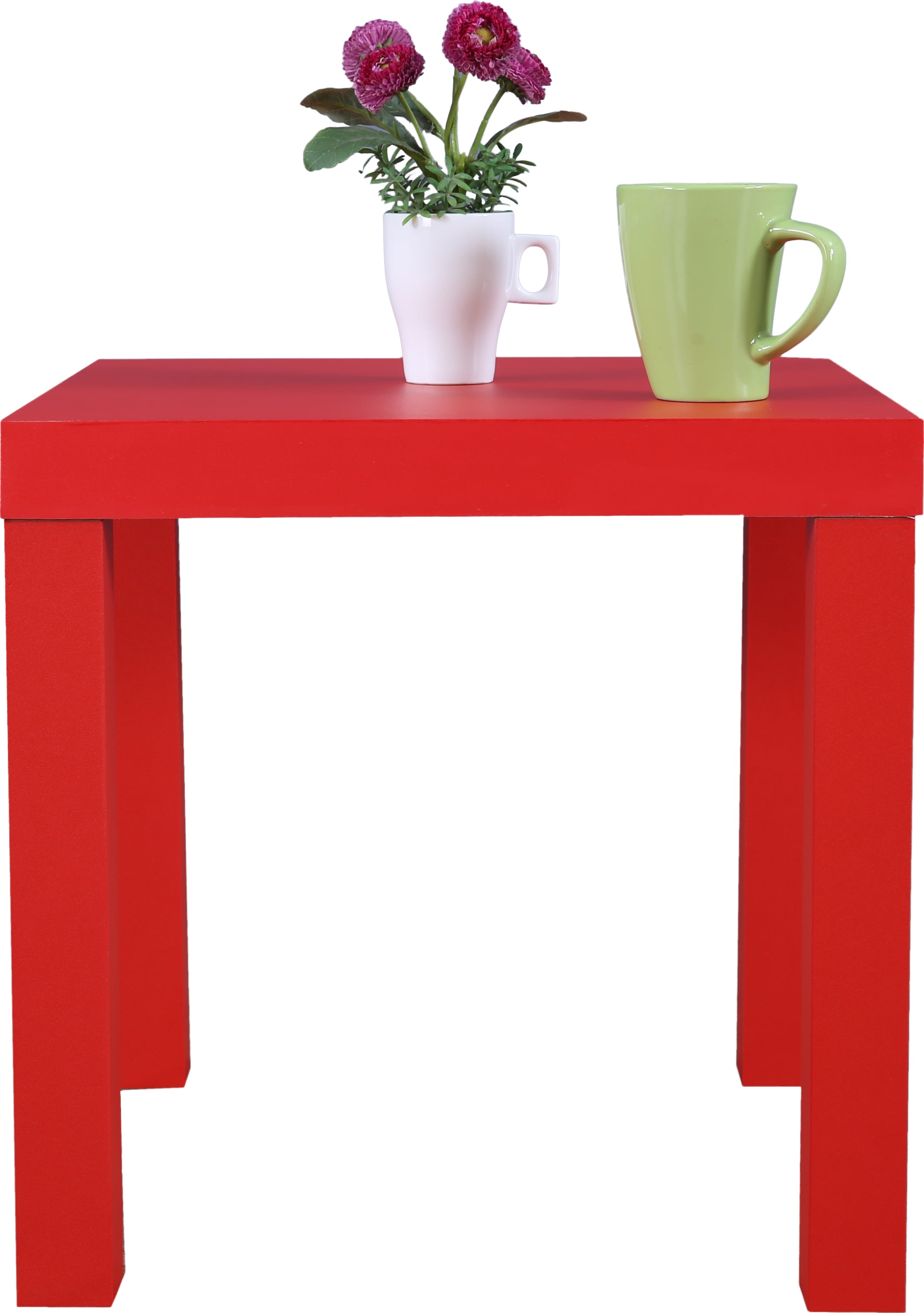Larix Engineered Wood Side Table in Red Colour