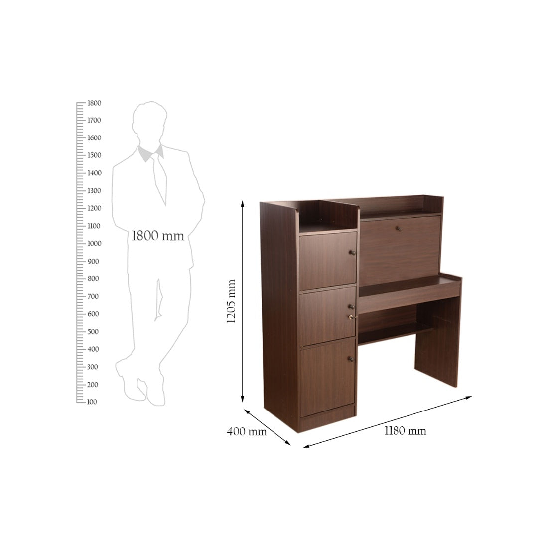 Vento Engineered Wood Study Table in Wenge Colour