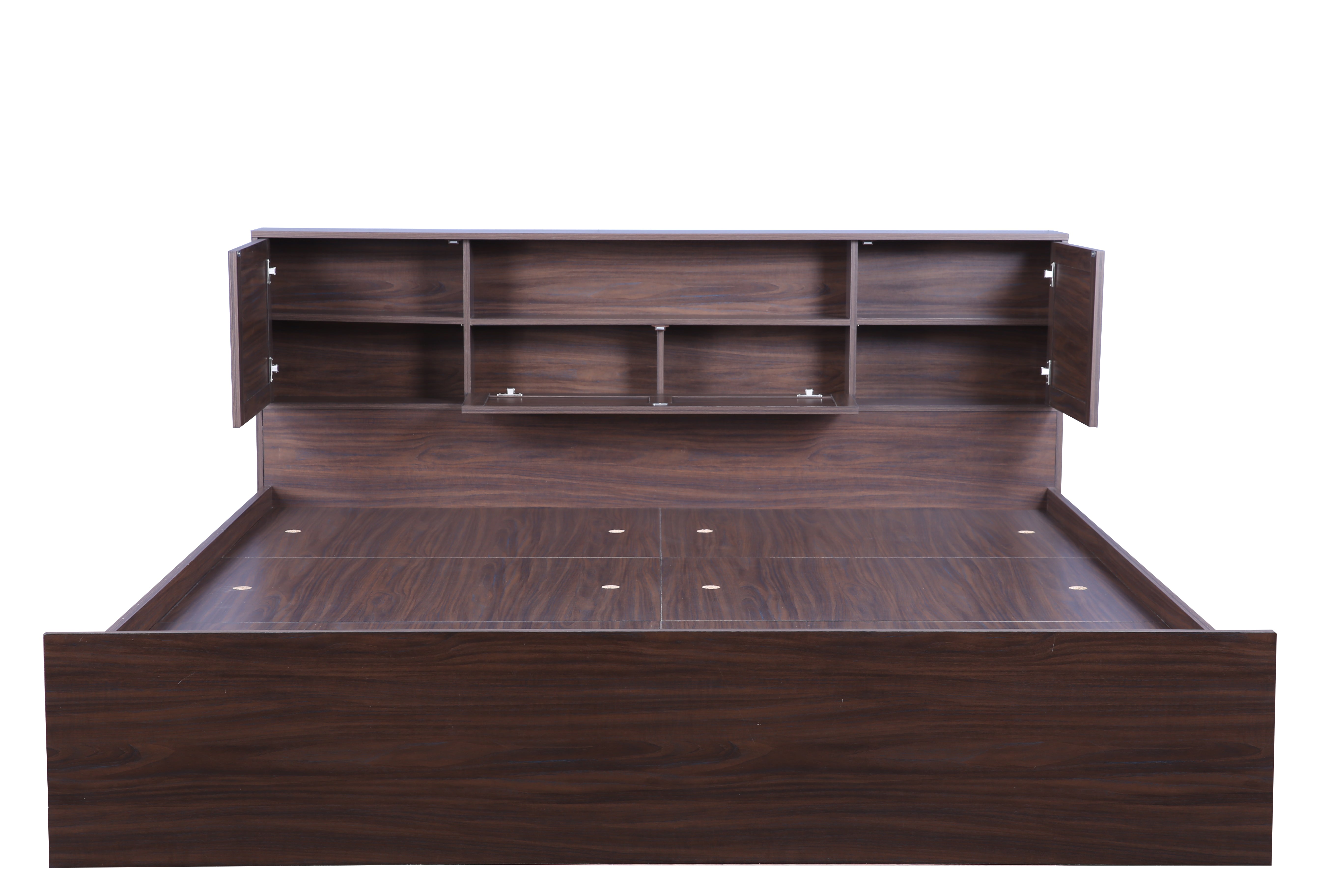 Bolton Queen bed with Box storage in Walnut Colour