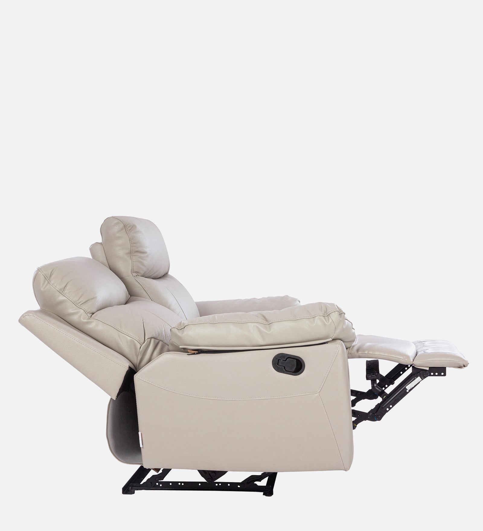 Quantum Half Leather Two Seater Recliner in Light Grey Colour