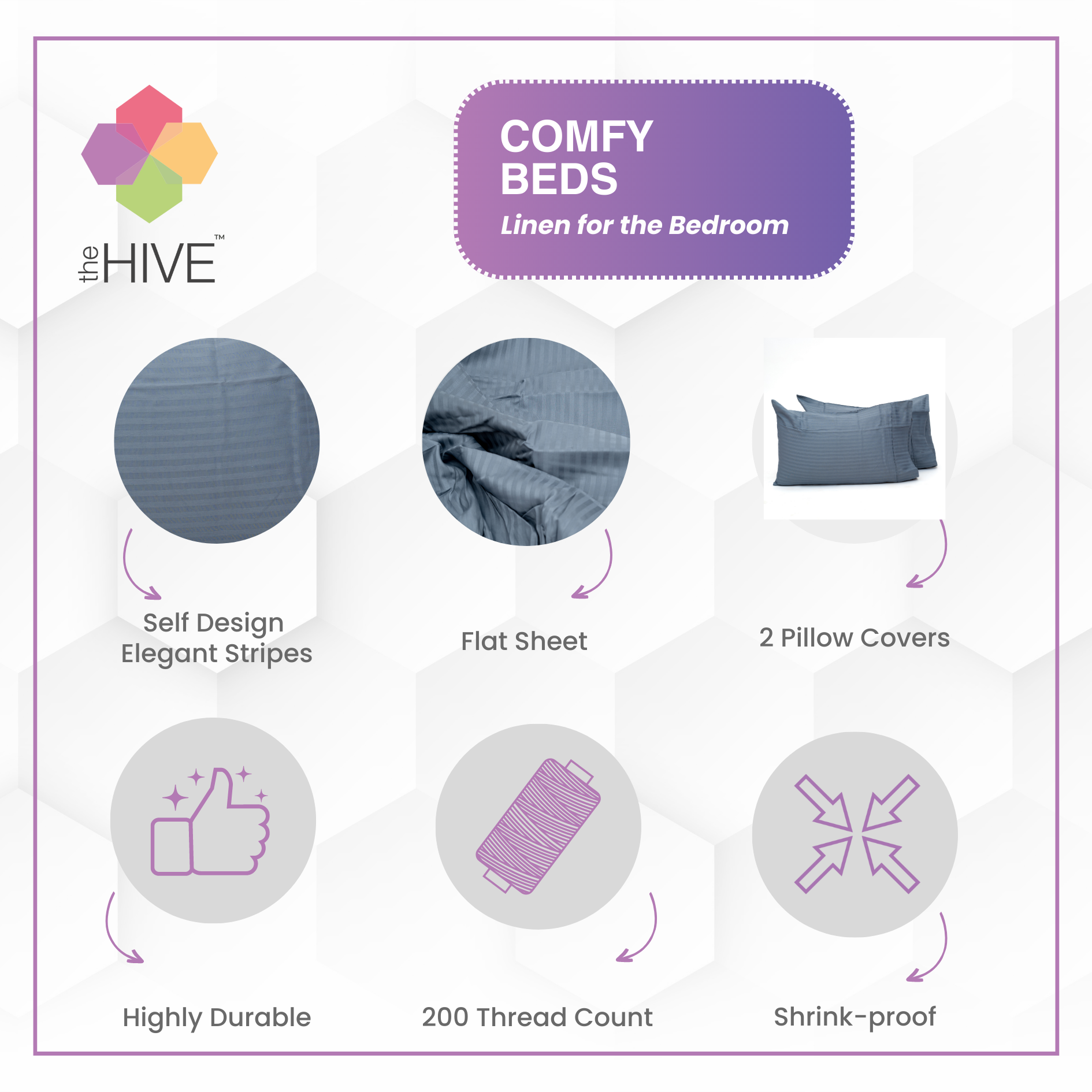 Comfy Beds King Flat Sheet Stone Grey,255x255cm