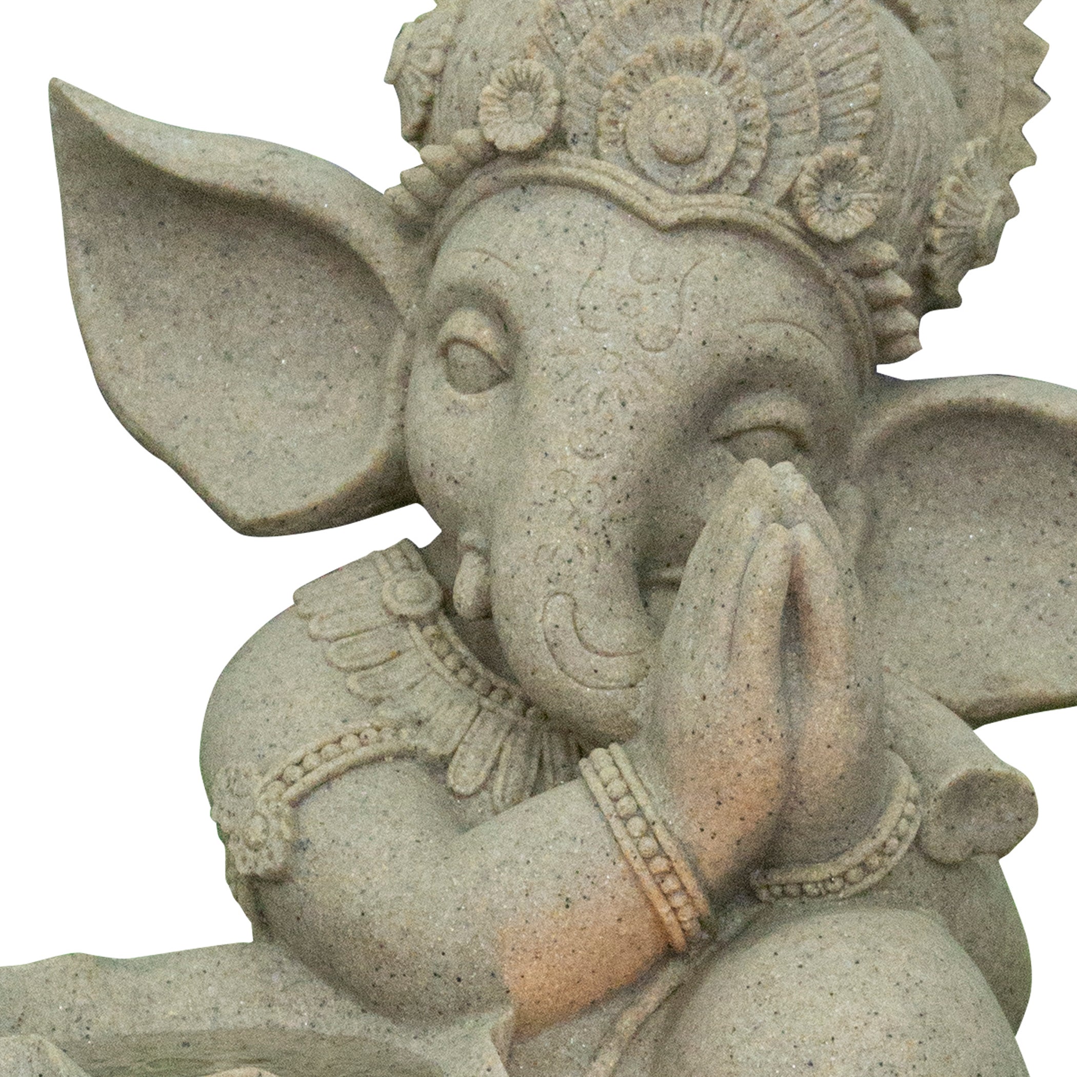 Aqua Bliss Sandstone Ganesha Namaste Water Fountain 52X82Cm in Tan Colour