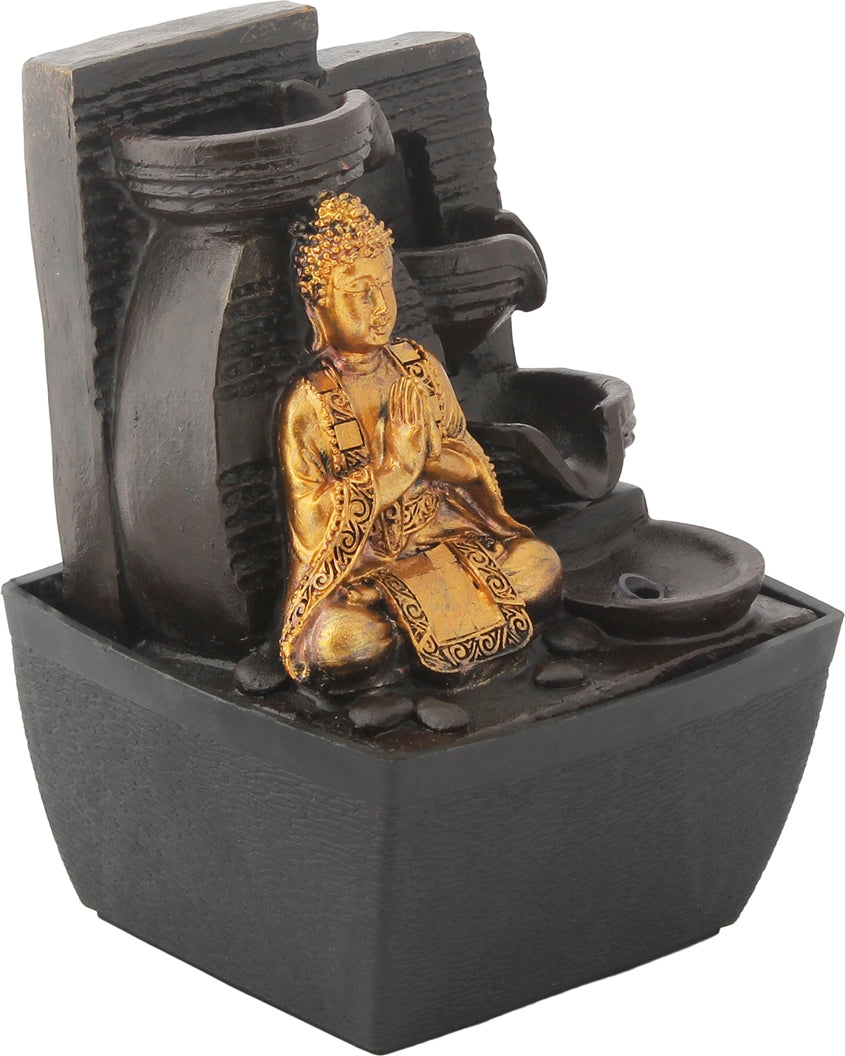 Impression Polyresin Buddha 3 Drop Fountain in Gold Colour