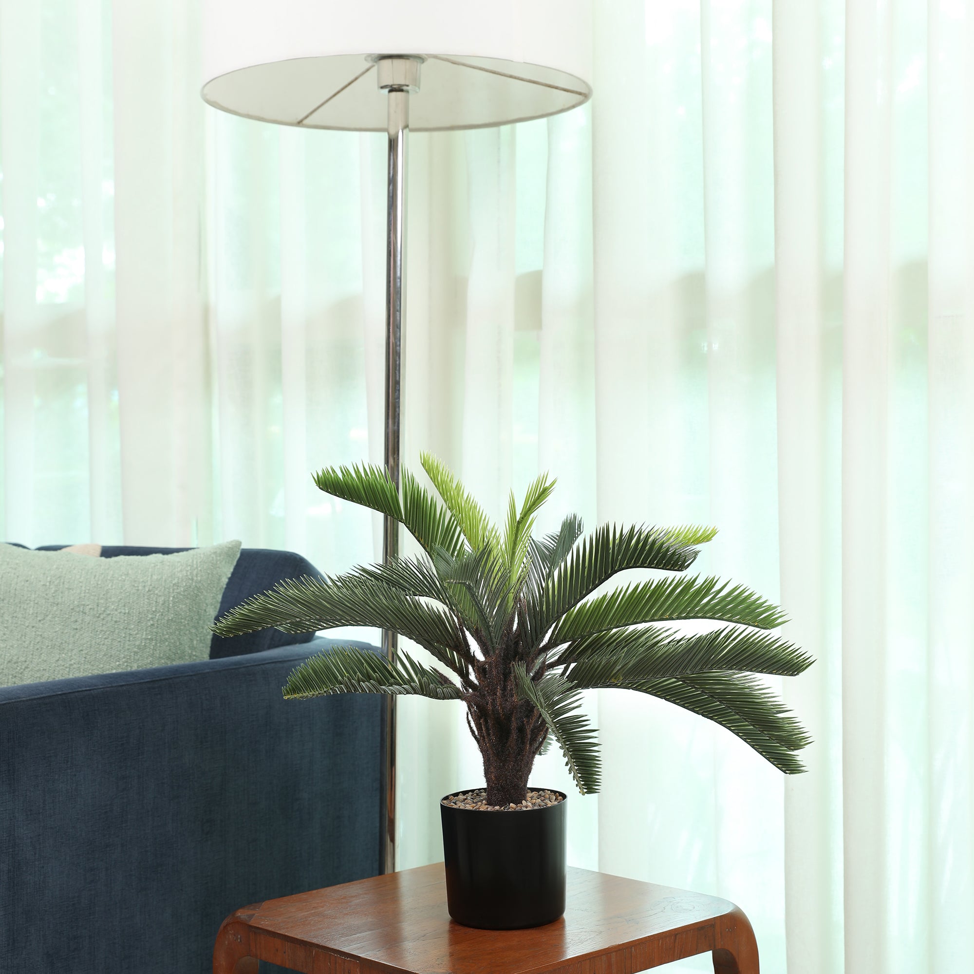 Blume Artificial Potted Plant Cycas Palm 55cm in Green Colour By Living Essence
