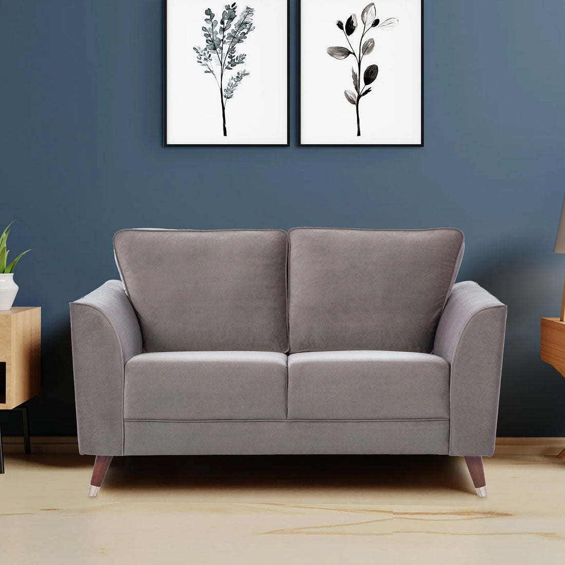 Magnific Velvet Two Seater Sofa in Dark Grey Colour