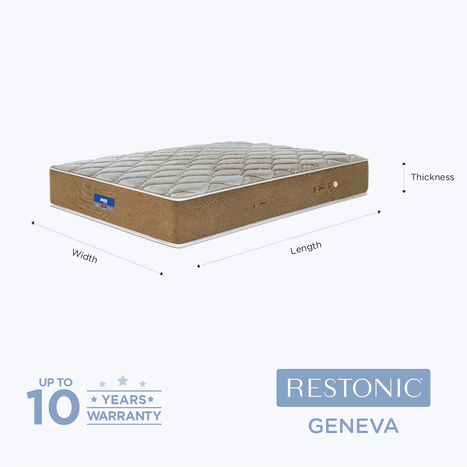 Restonic Geneva Bonnel Spring Queen Mattress 78x60x8 Inch in Beige Colour
