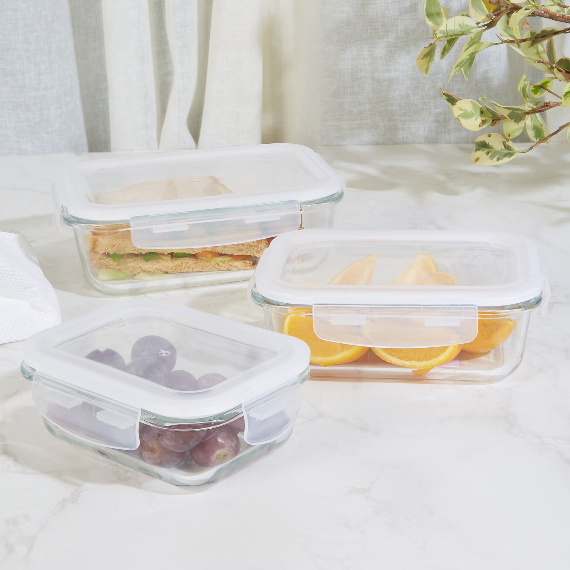 Fiesta Borosilicate Glass Clip Lock Container Set of 3 in Clear Colour
