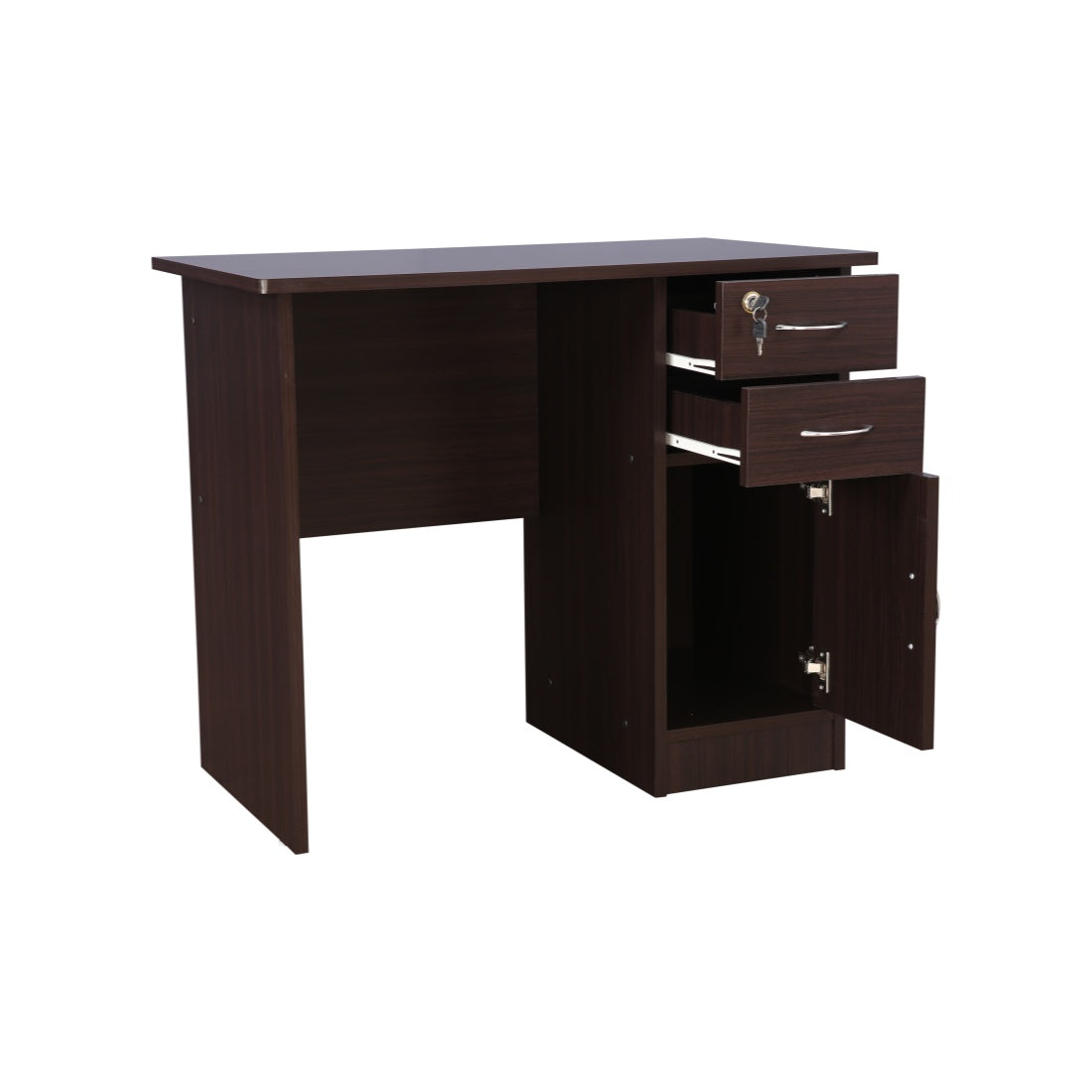 Simply Engineered Wood Study Table with 3 Drawer in Walnut Colour