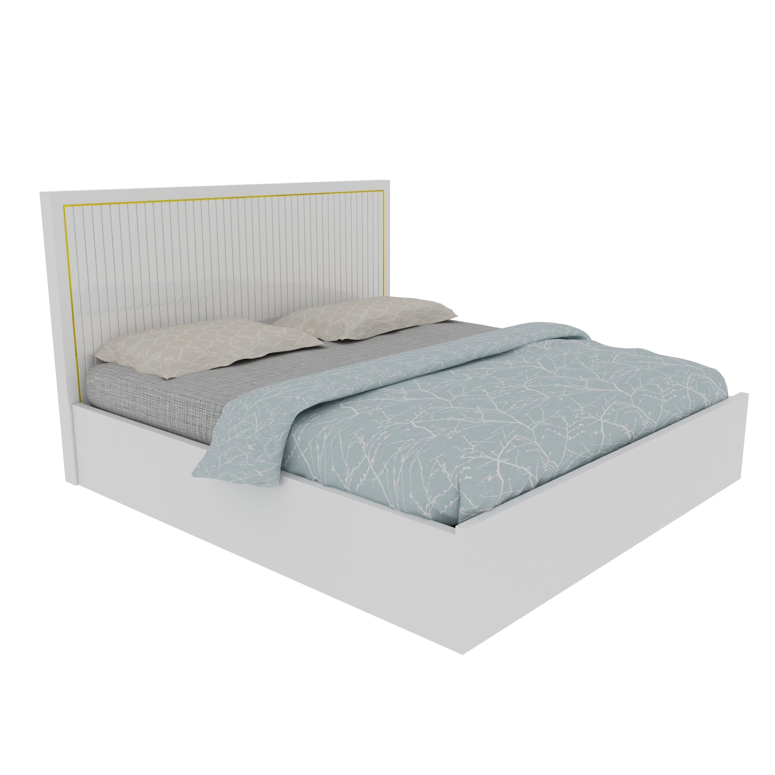 Minerva  New King Bed With Hydraulic Storage in White Colour