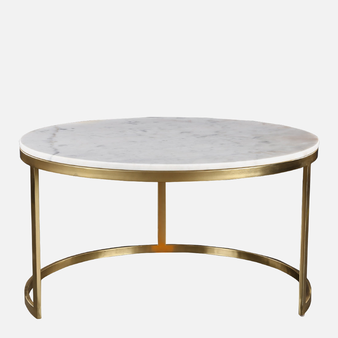 Castile Marble Center Table in White & Gold Colour