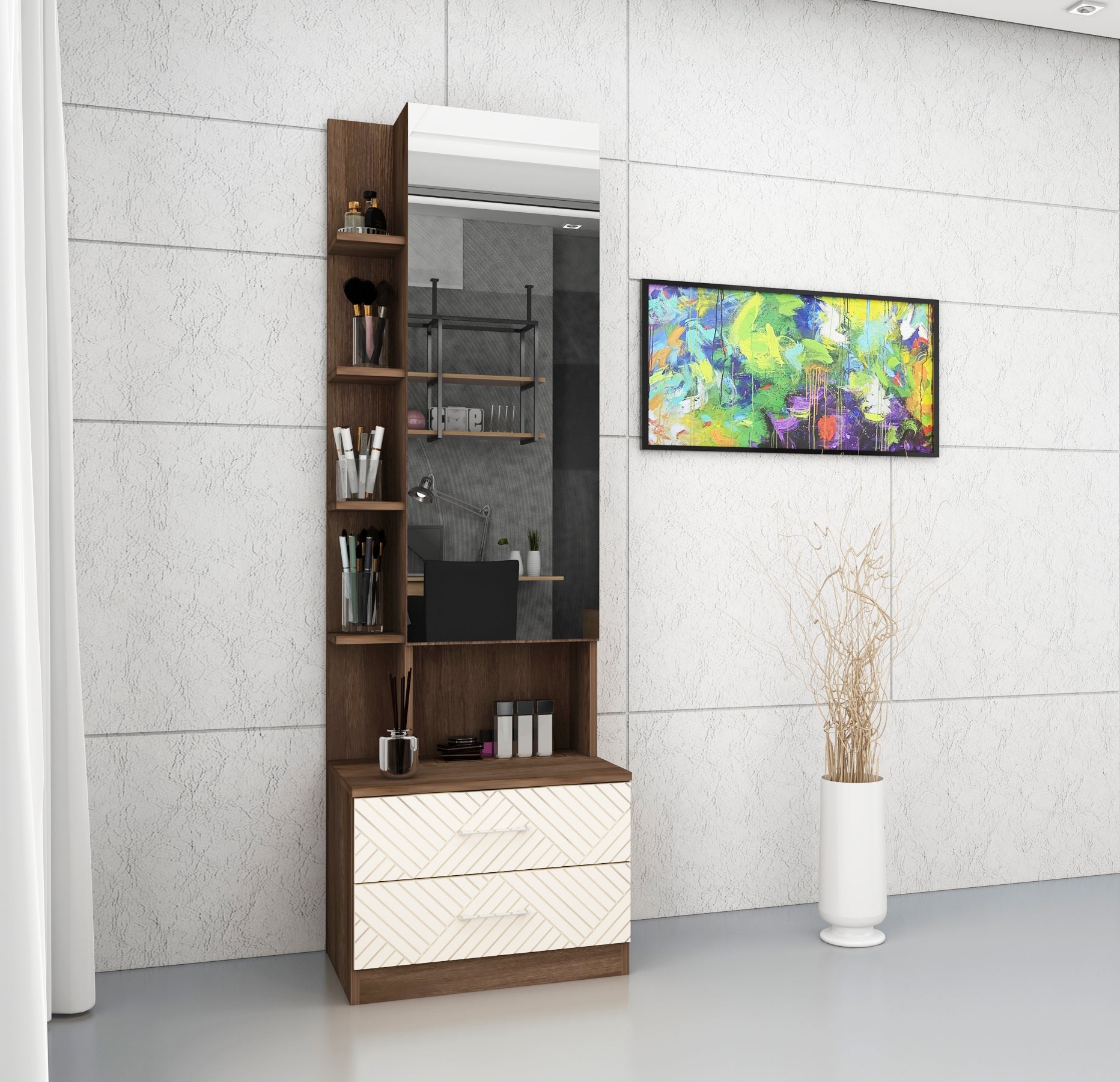 Saville Dressing Table with Mirror in Dark Vogue Colour