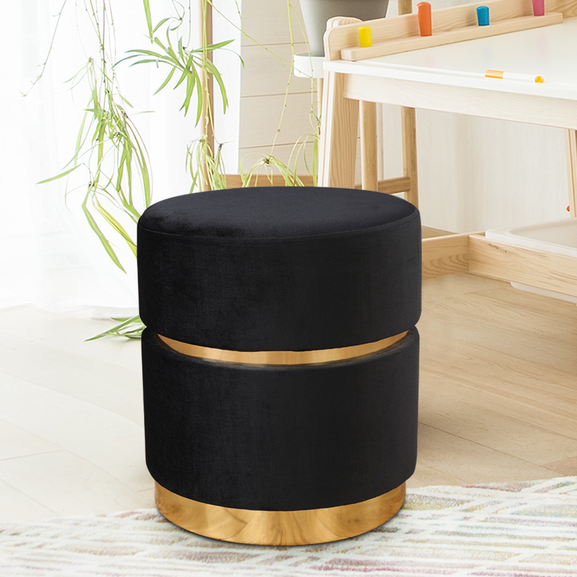 Marcus Fabric Ottomans in Black Colour