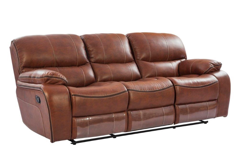 Tigris Leatherette Three Seater Recliner in Brown Colour