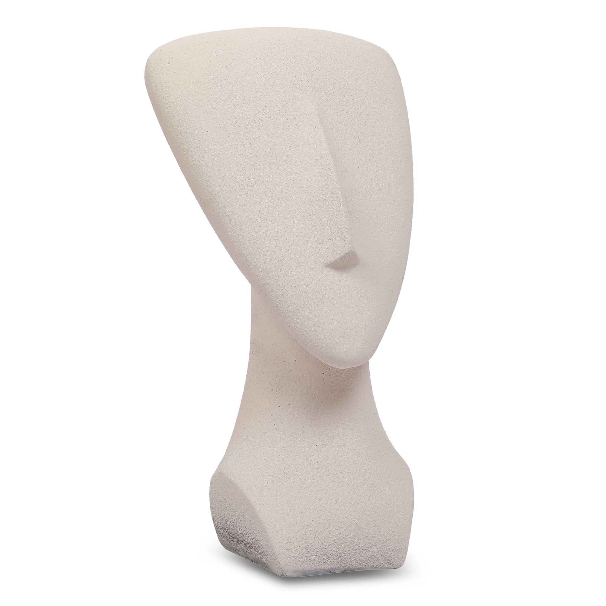 Miraya Modern Textured Face Polyresin Hand Finished Figurine Ivory 16cm by Living Essence