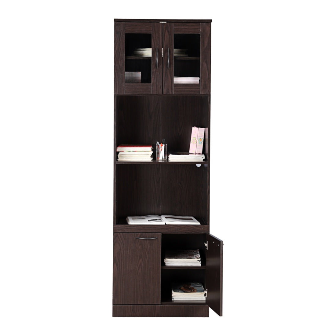 Penelope Engineered Wood Multipurpose Cabinet in Walnut Colour