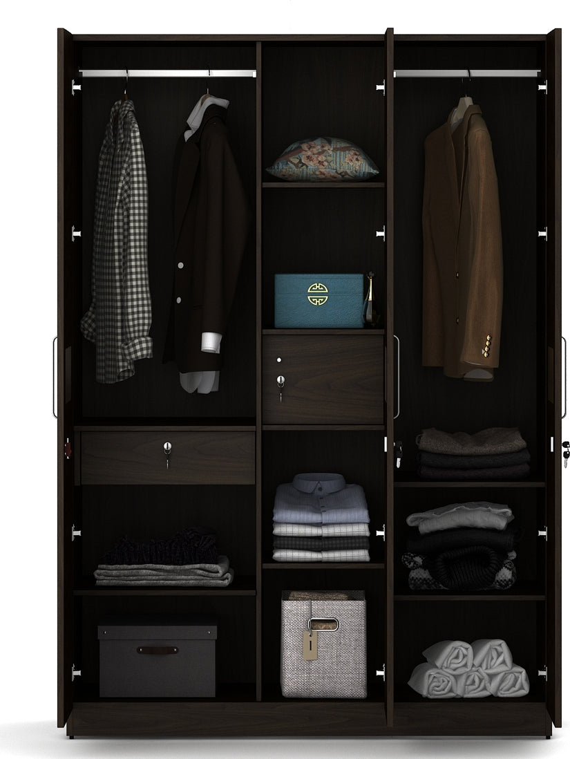 Magnum Three Door Wardrobe in Urban Walnut Colour