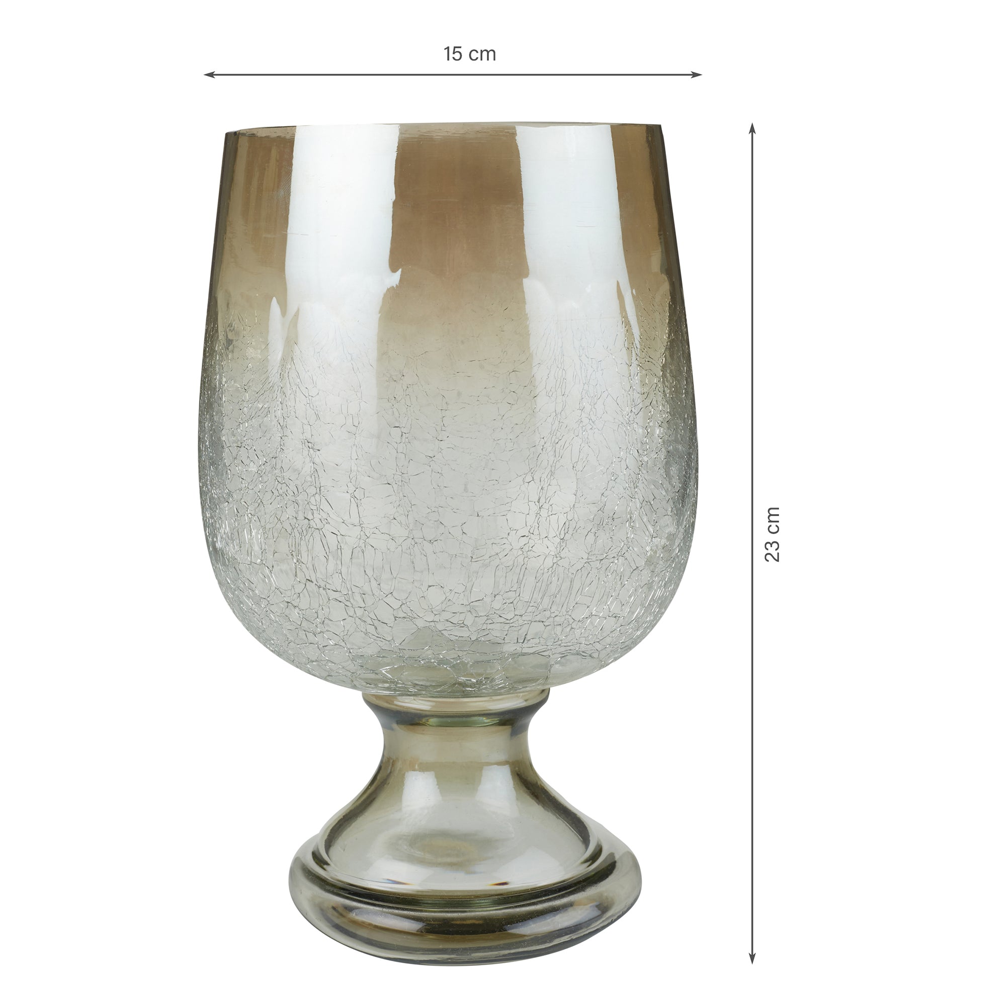 Phiona Glass Crack Handcrafted Hurricane Ombre 23 Cm in Black Colour