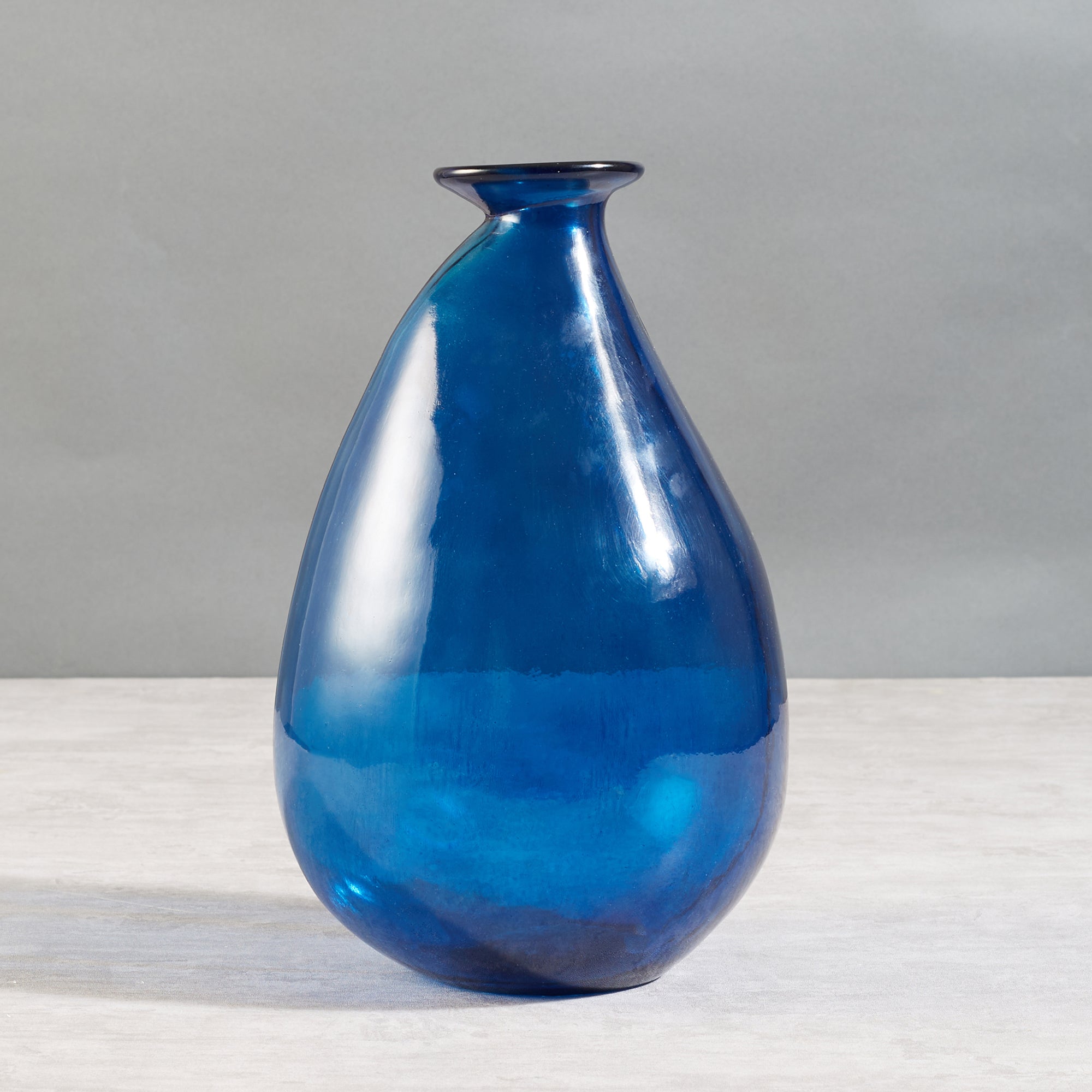 Phiona Glass Modern Organic Shapped Handcrafted 31 Cm Vase in Indigo Colour