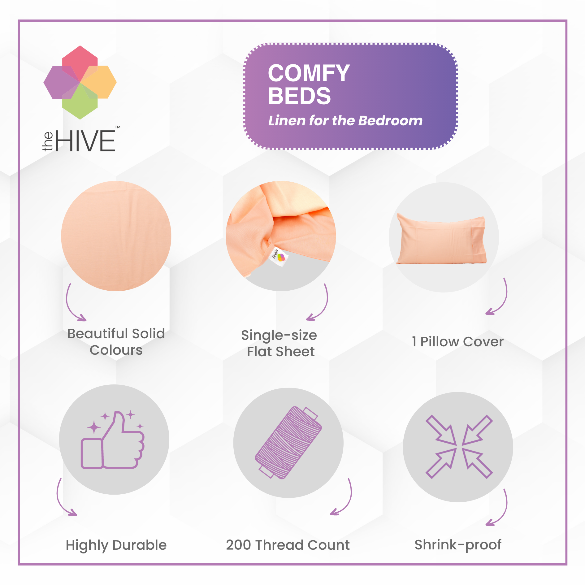 Comfy Beds Single Flat Sheet Coral,150x225cm