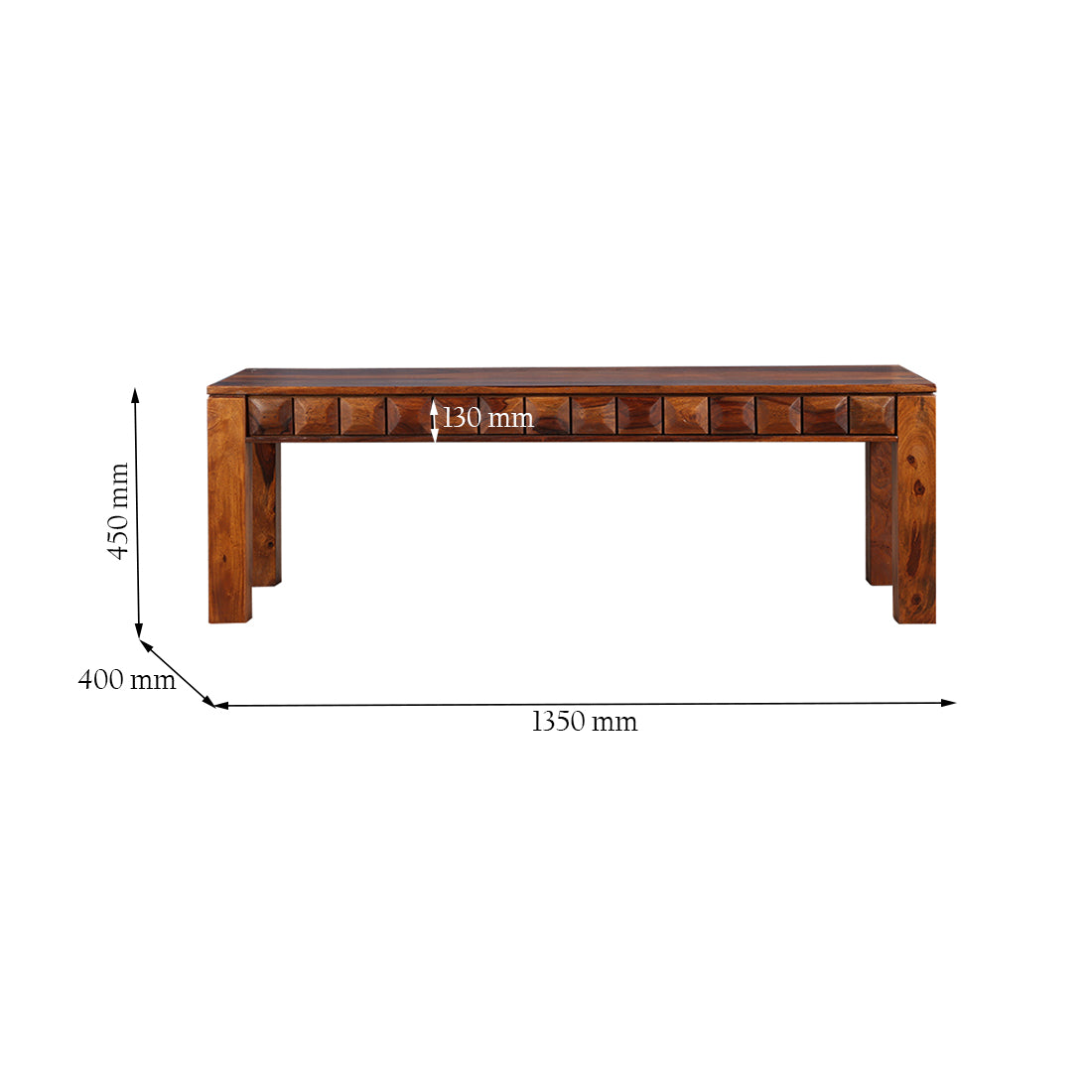 Woodrow Sheesham Wood(Rosewood) Dining Bench for 6 Seater in Honey Colour