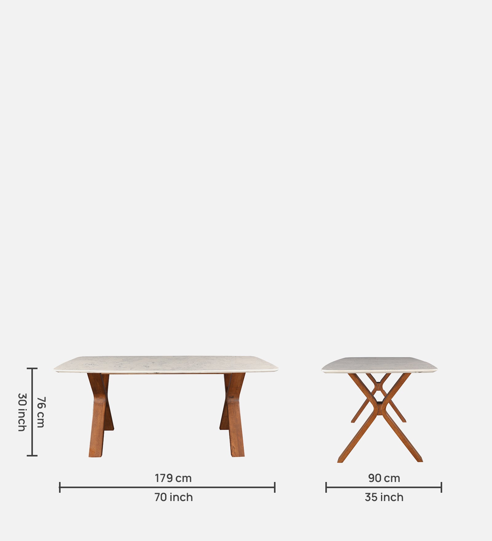 Sanddune Marble Top Six Seater Dining Table in Walnut Colour