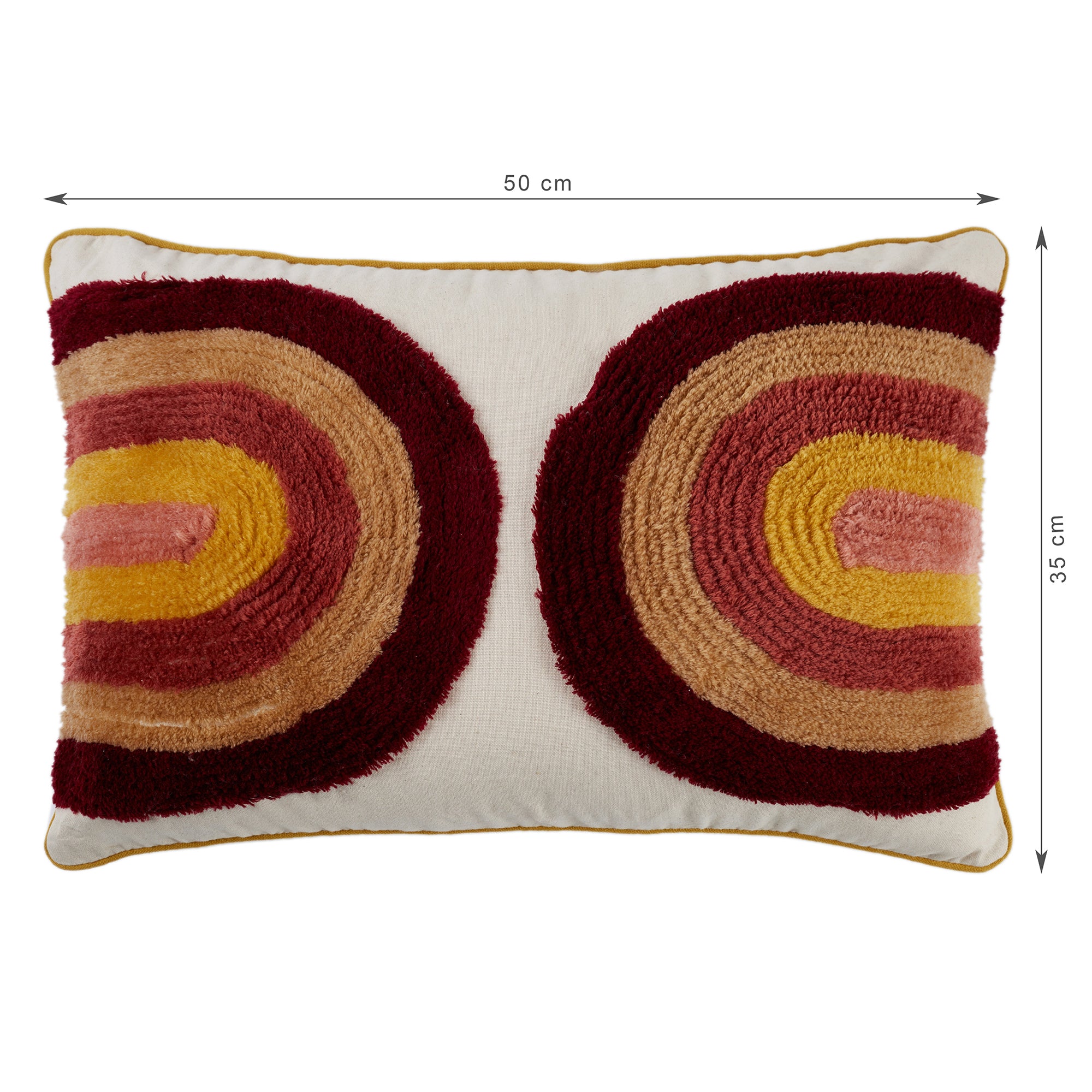 Boho  Rainbow Tufted Cushion Cover 35x50 Cm in Rust Colour